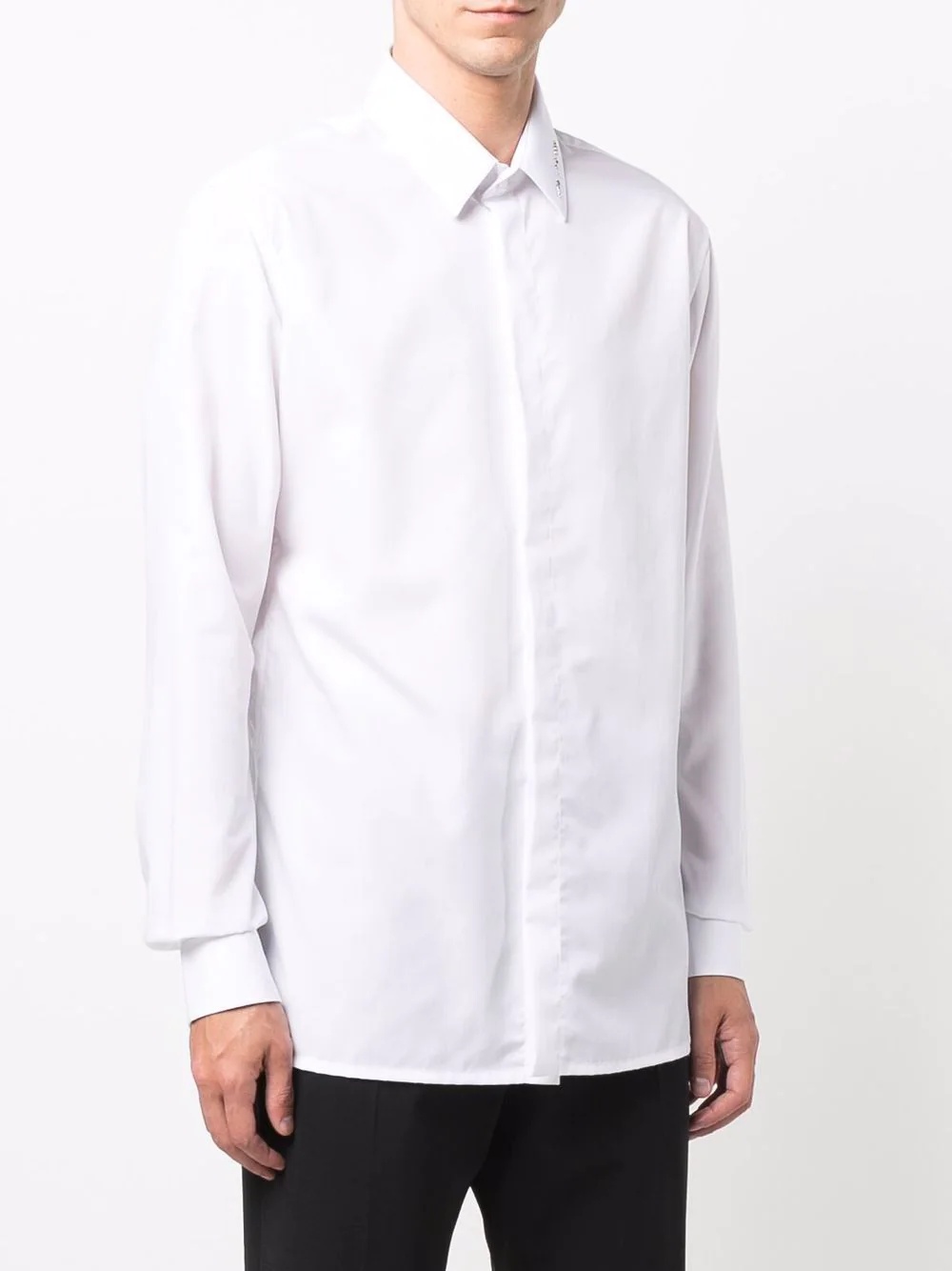 logo-collar cotton shirt - 3