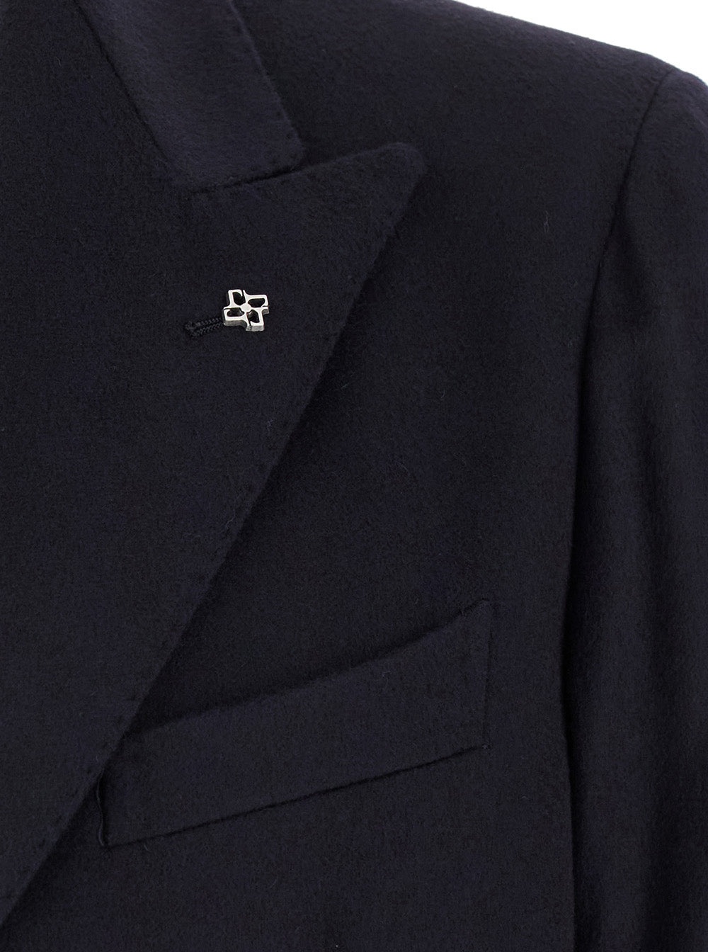 TAGLIATORE - Tagliatore Men 'Montecarlo' Blue Double-Breasted Jacket With Logo Pin In Tech Wool Man - 3