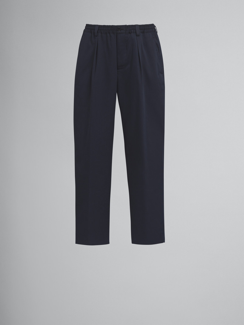 BLUE COTTON GABARDINE PANTS - 1