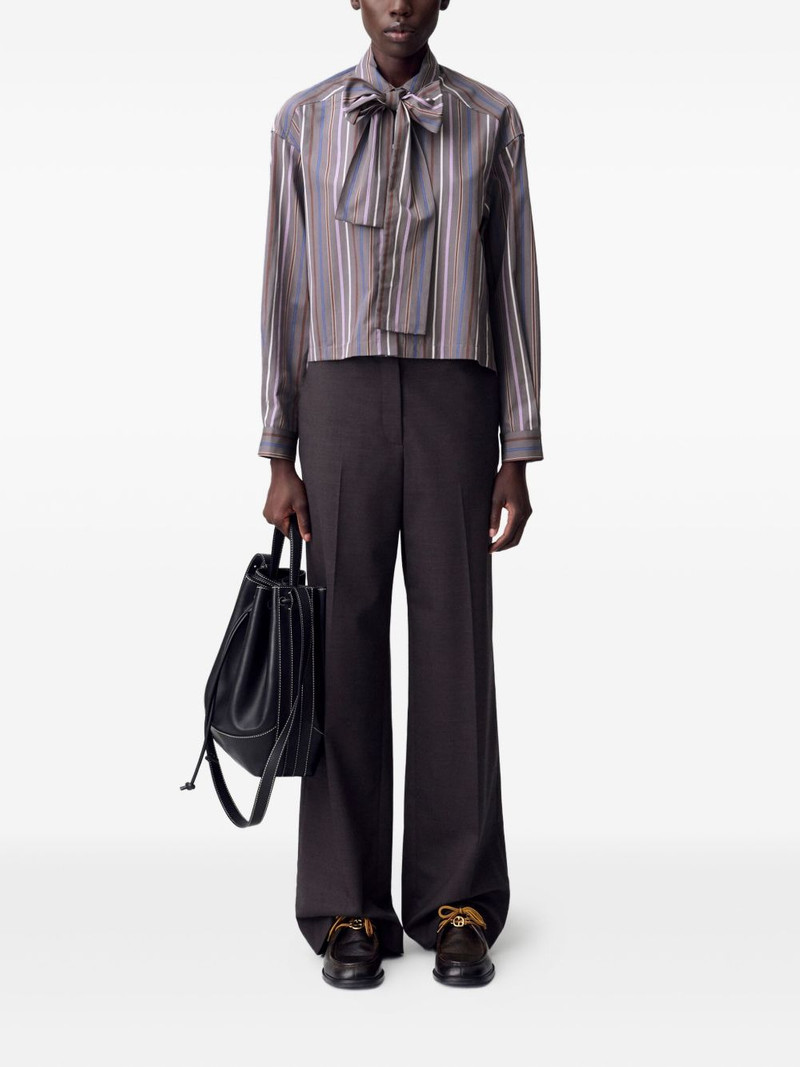 Claudie Pierlot striped bow-tie shirt outlook