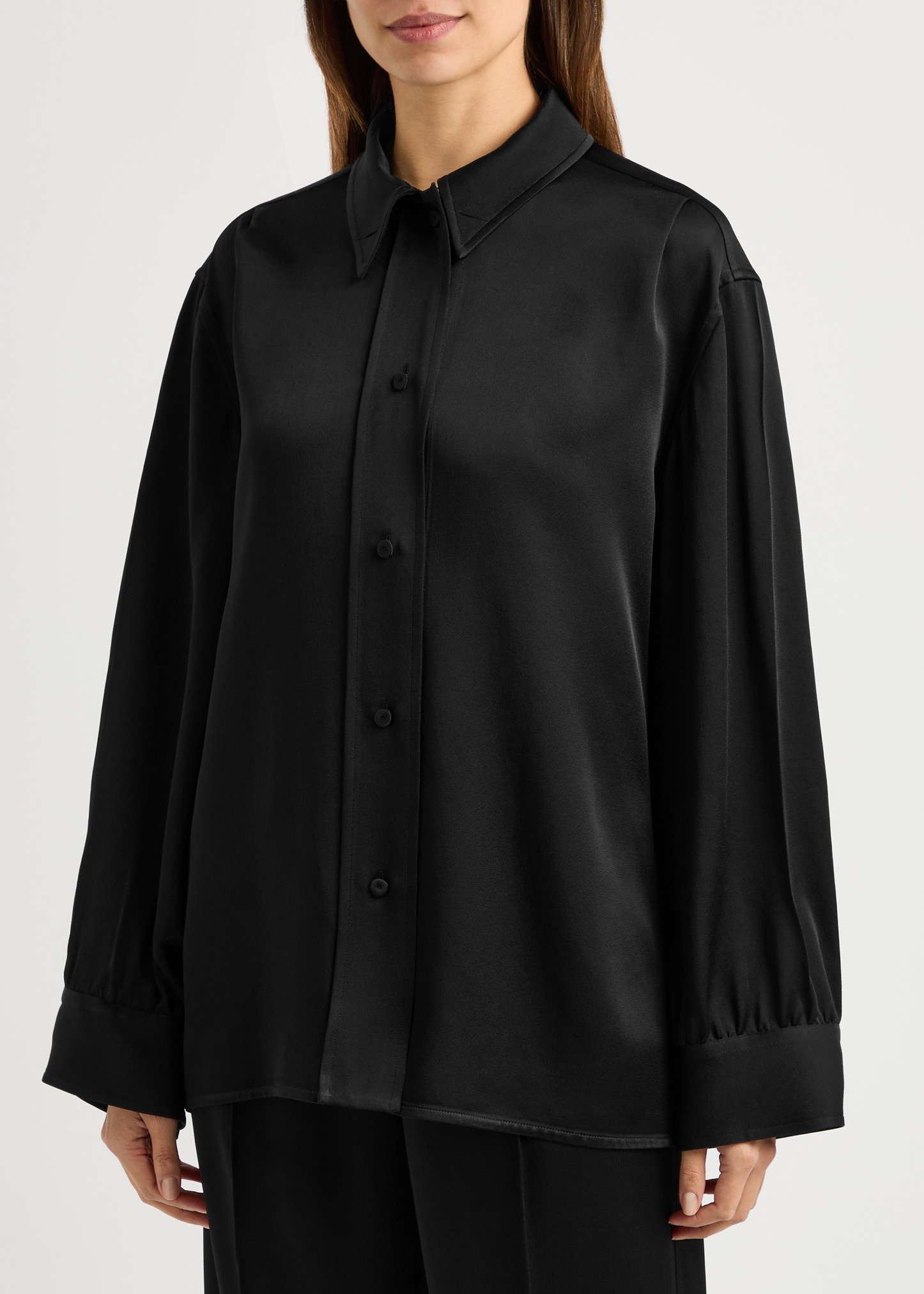 Clip-embellished satin shirt - 2