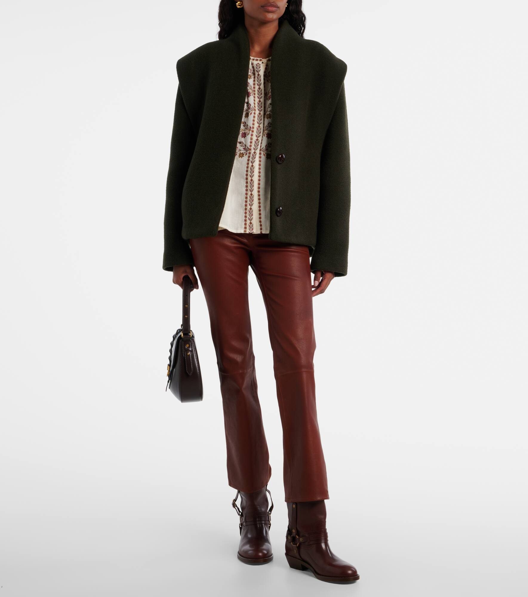 Reboot Crop leather bootcut pants - 2
