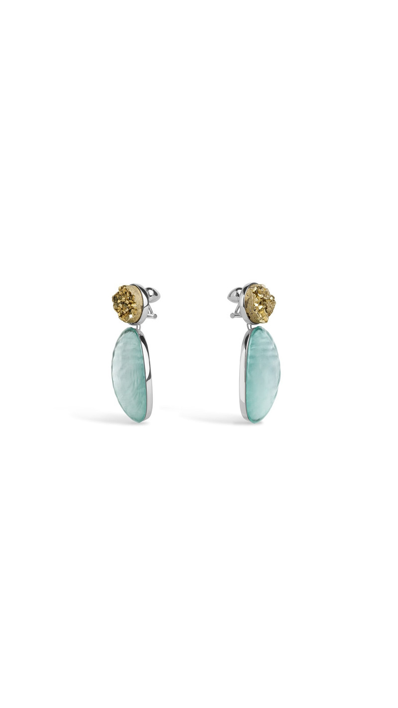 PENDANT EARRINGS IN PYRITE & PLEXI 3