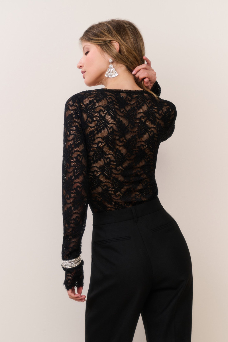 Jennie Sheer Lace Long Sleeve Bodysuit 6