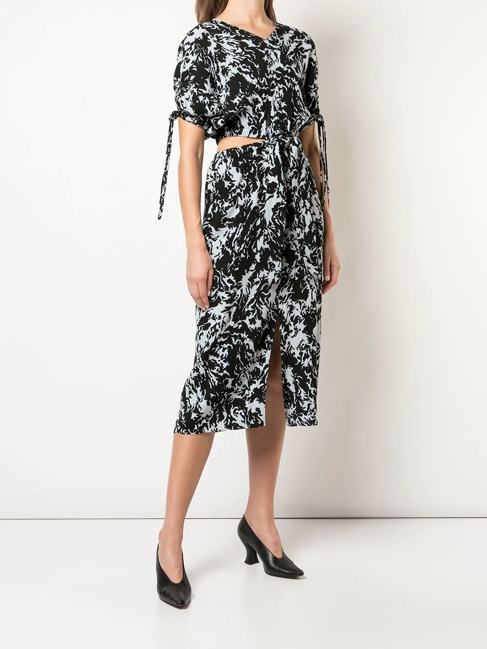 Shadow print cut-out midi dress - 3