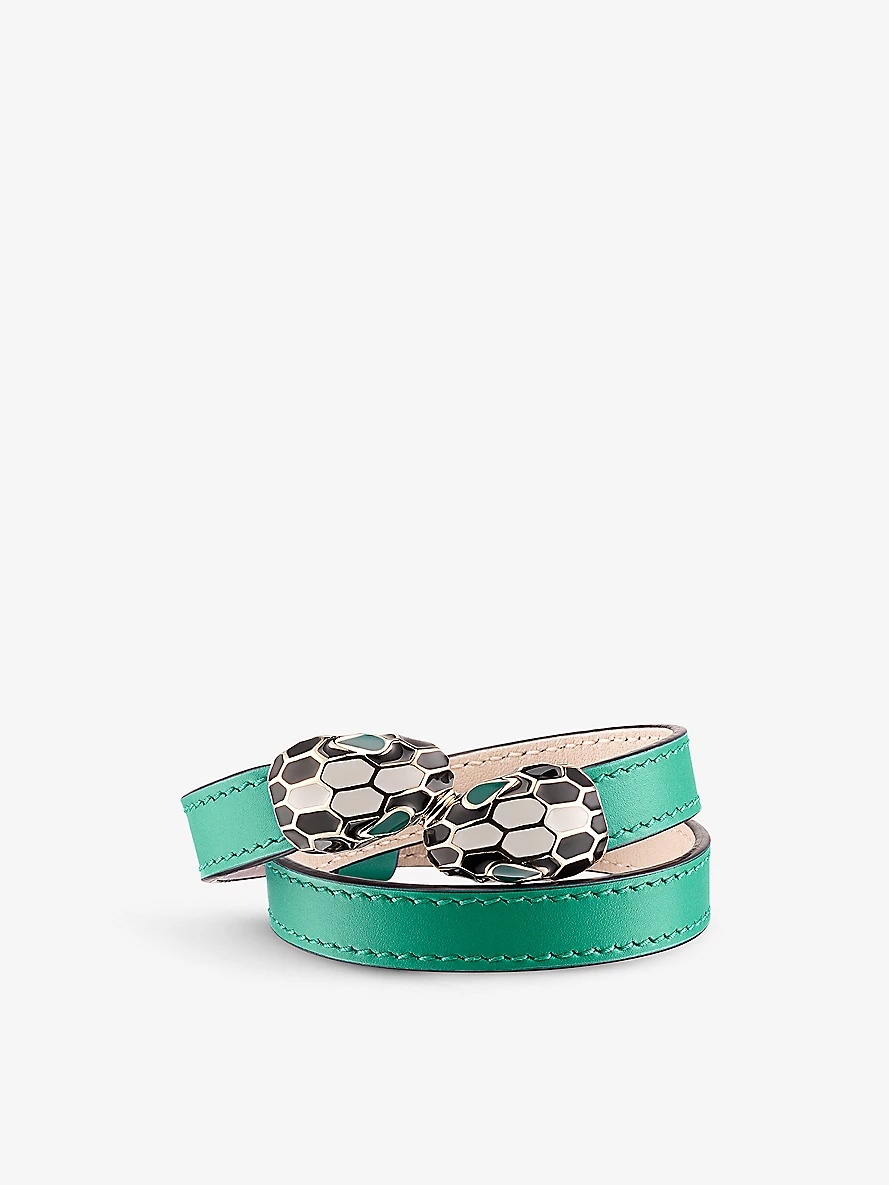 Serpenti Forever wrap-around leather and enamel bracelet - 1