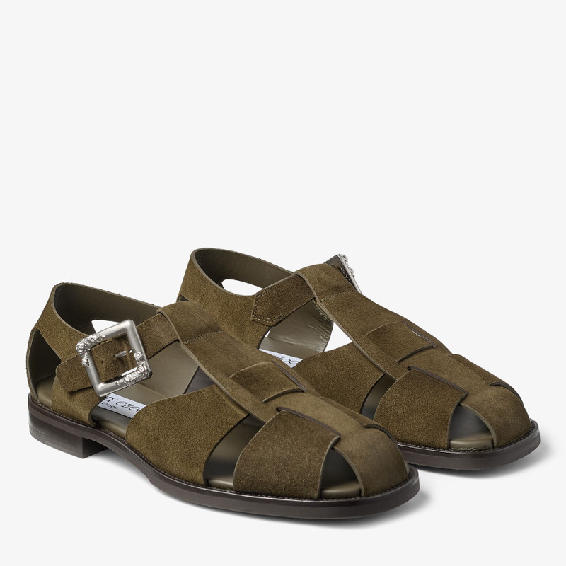 Sol Slide Moss Green Velvet Suede Sandals 2