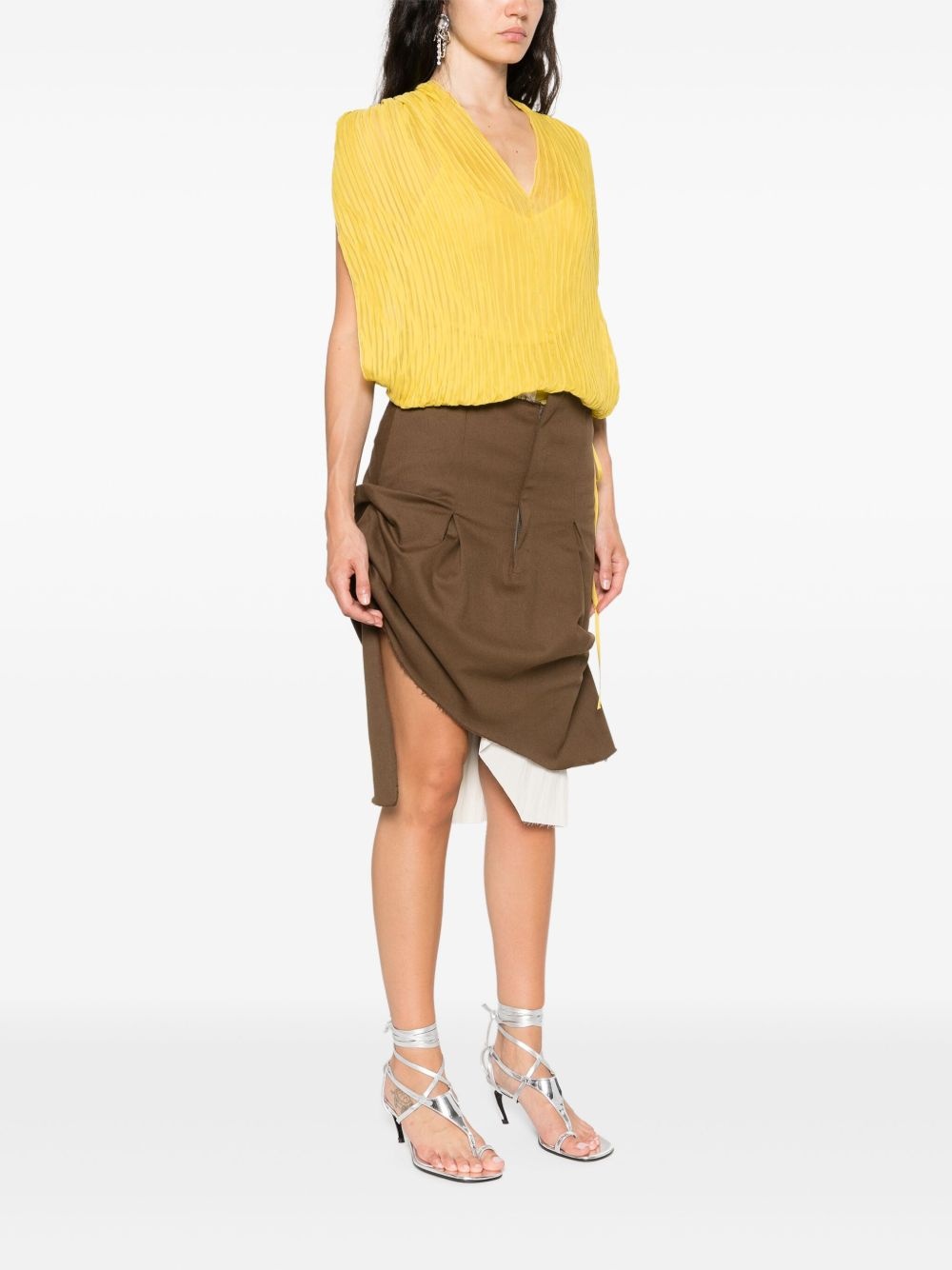 pleated silk top - 3