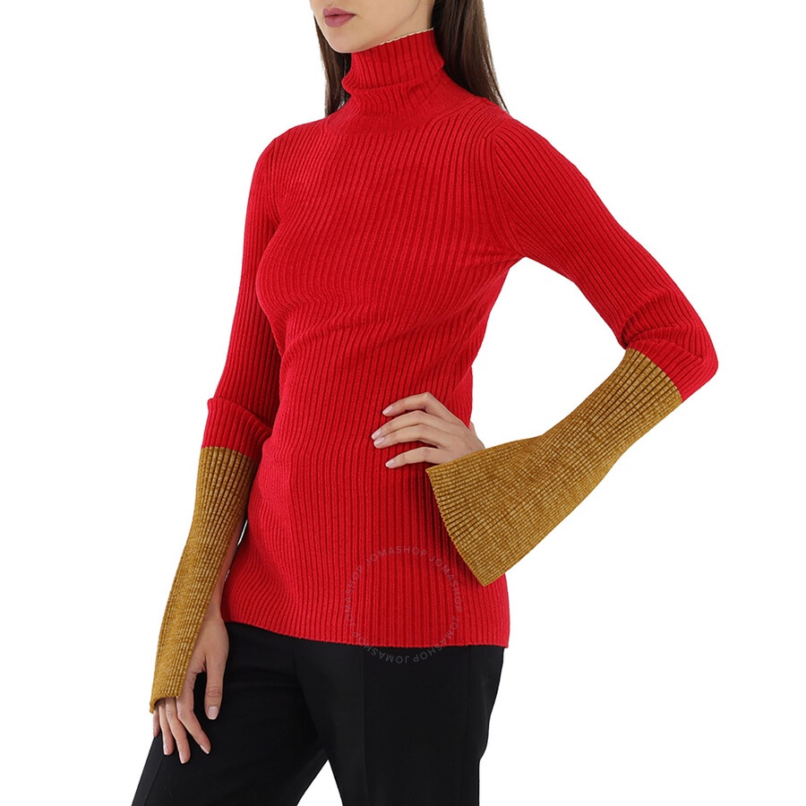 Moncler Ladies 1952 Turtleneck Contrast Cuff Sweater - 5