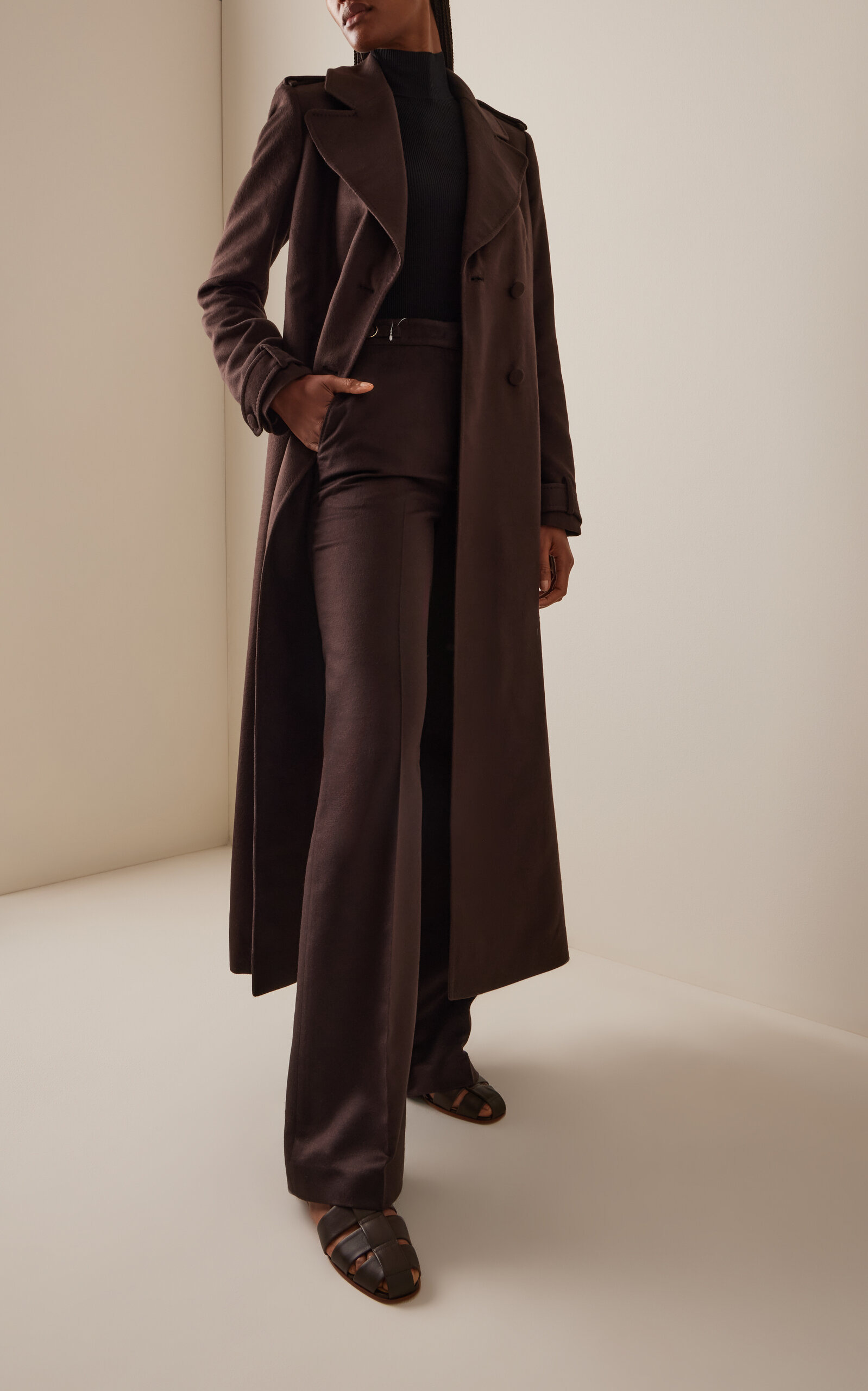 Vesta Flared Silk Pants brown - 3