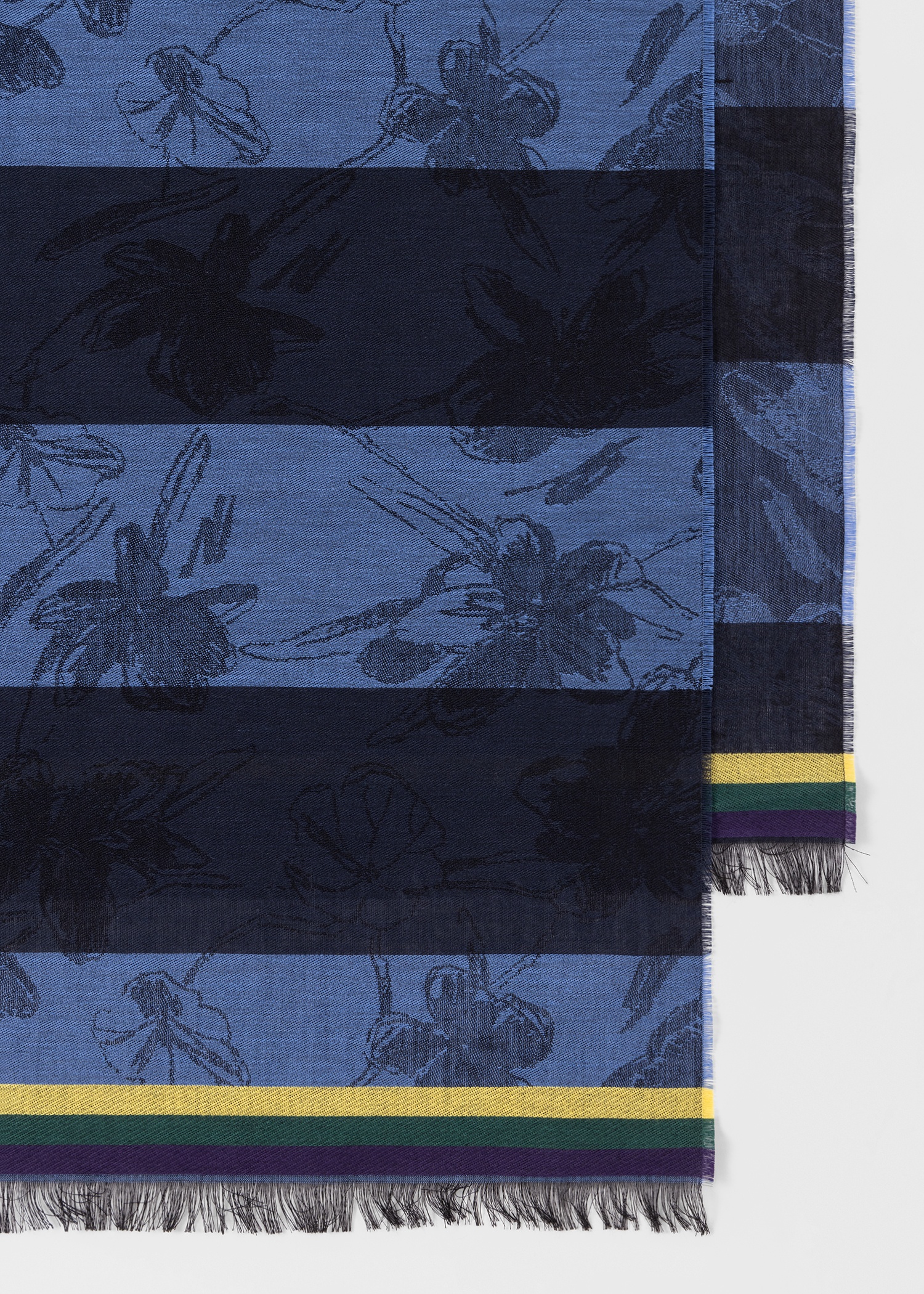 Women's Blue Stripe Magnolia Jacquard Scarf - 4
