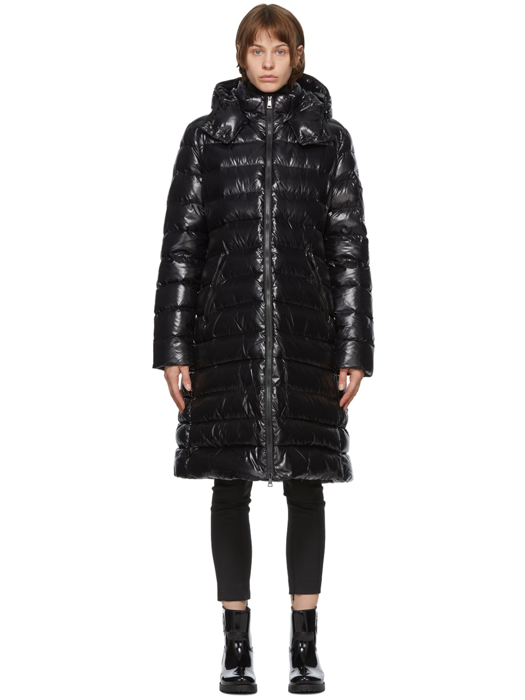 Black Down Moka Coat - 1