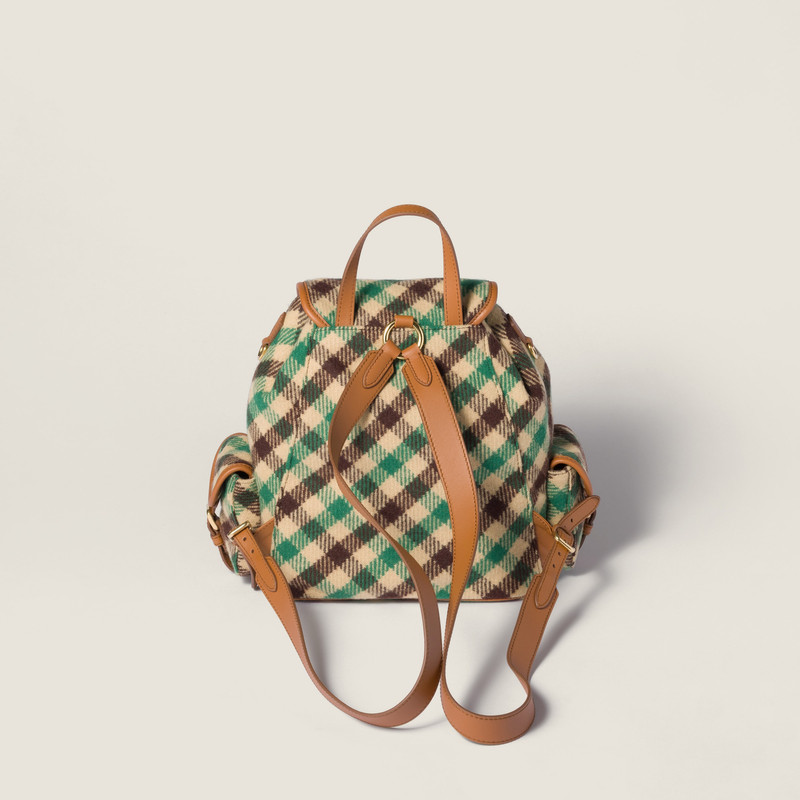 Plaid and leather backpack 3