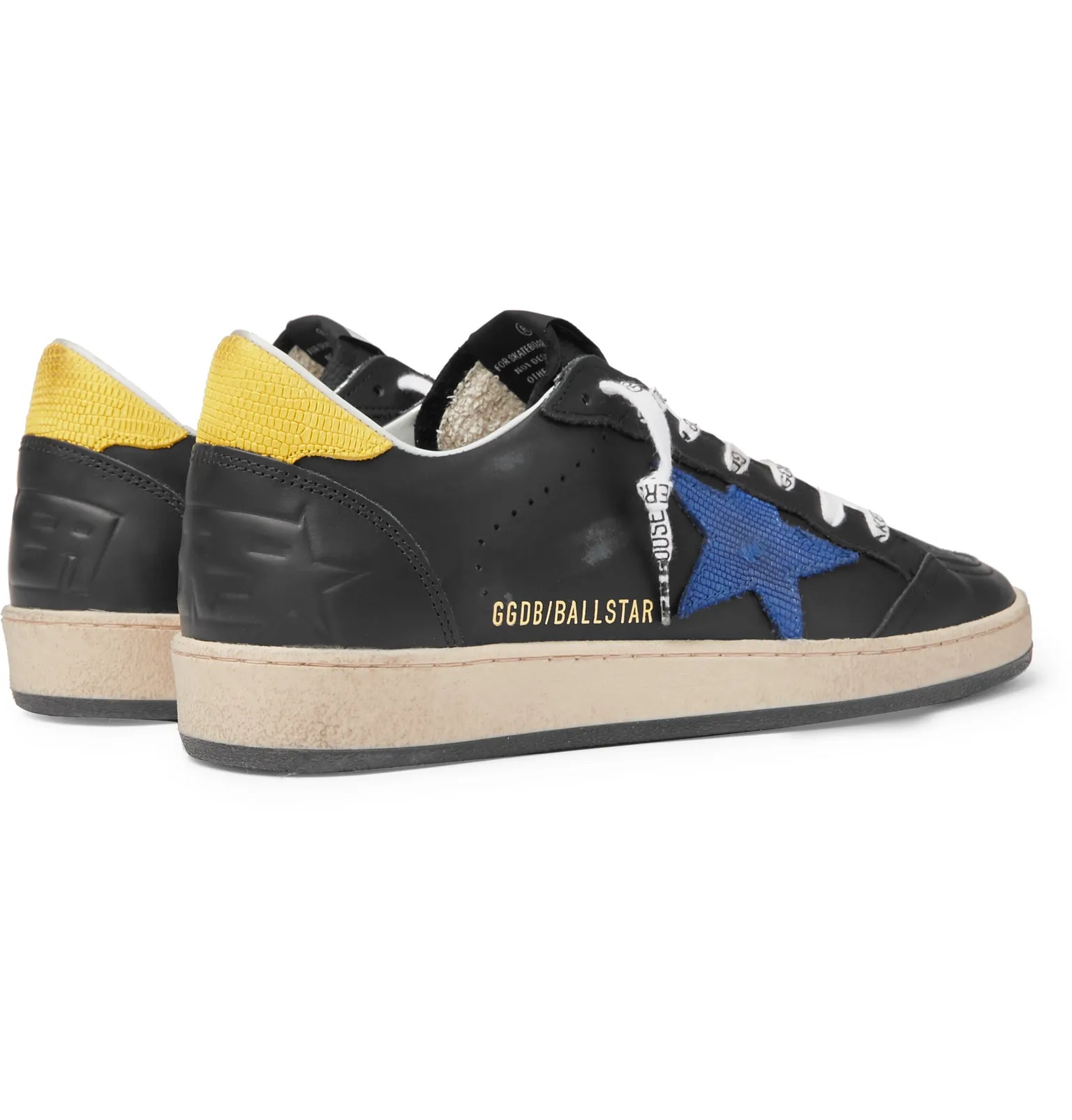 Ball Star Distressed Lizard-Effect Leather Sneakers - 6