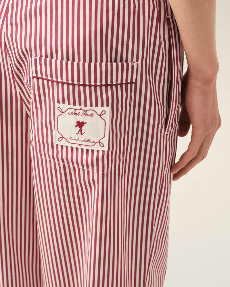 WHITE ELASTICATED-WAIST STRIPED COTTON TROUSERS 5