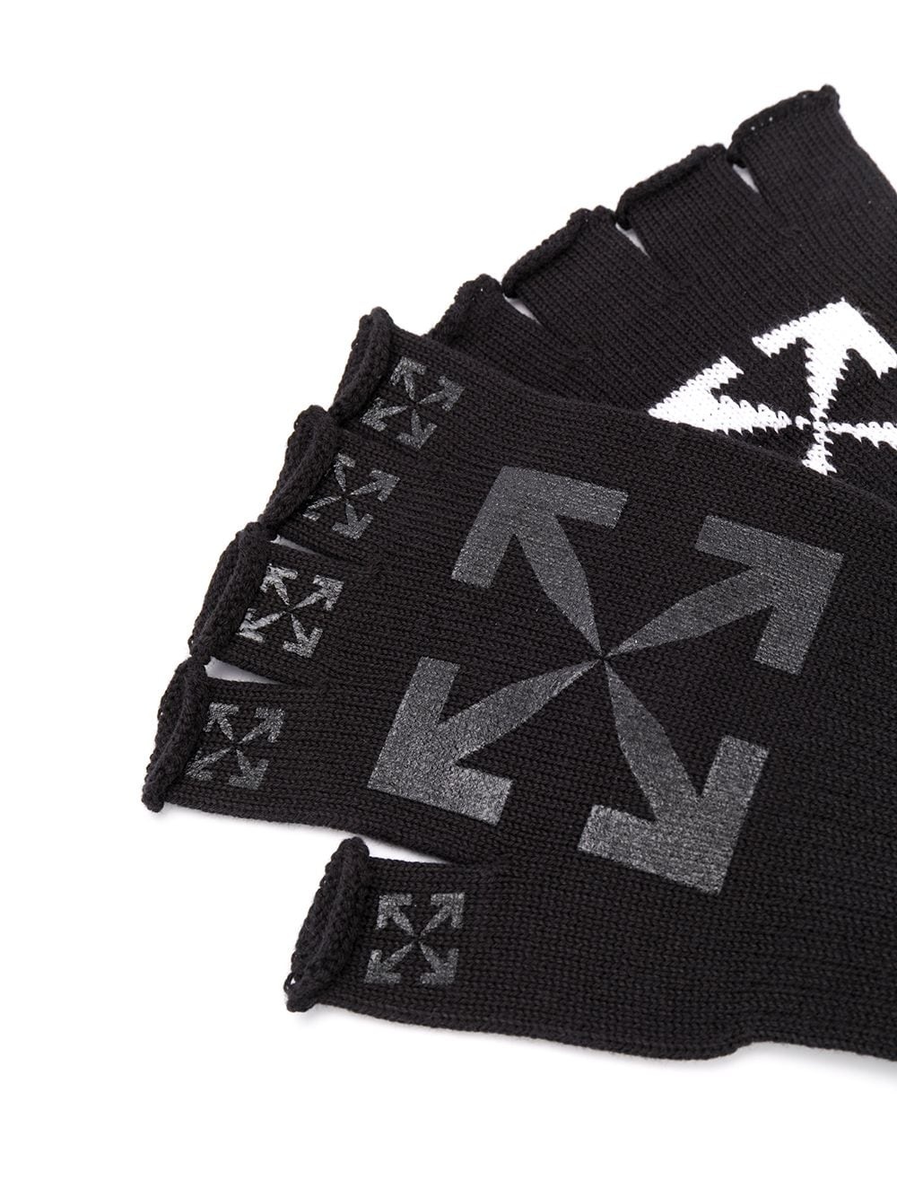 logo print fingerless gloves - 2