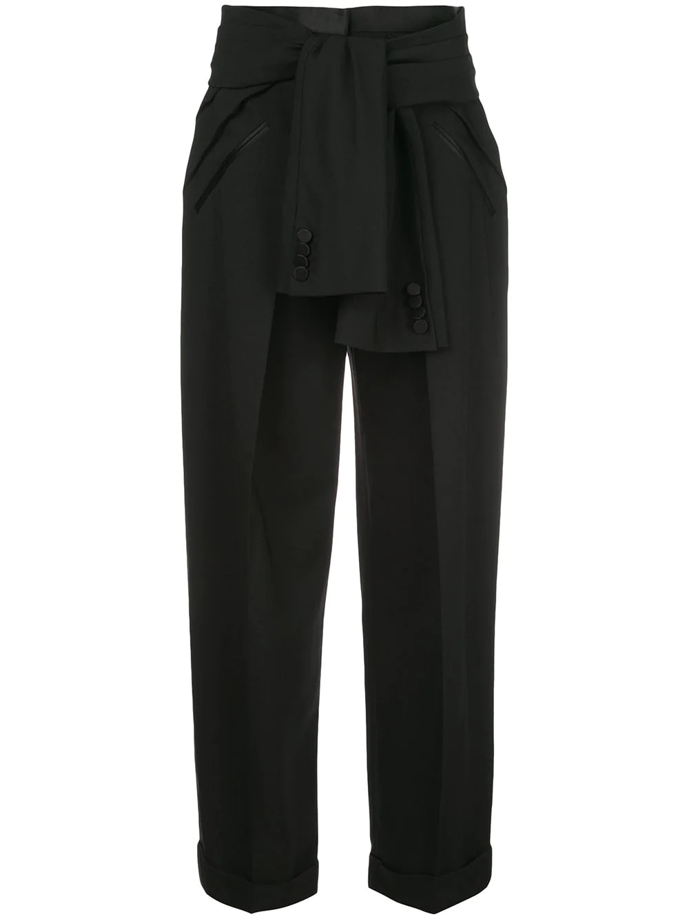 deconstructed tie-waist tuxedo trousers - 1