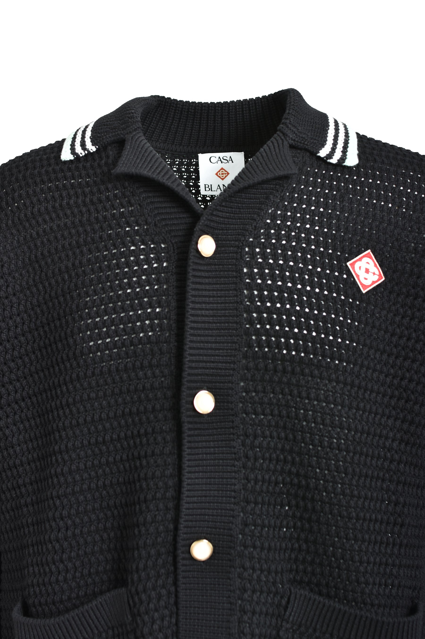 EMBROIDERED FAUX CROCHET SHIRT / BLK - 8