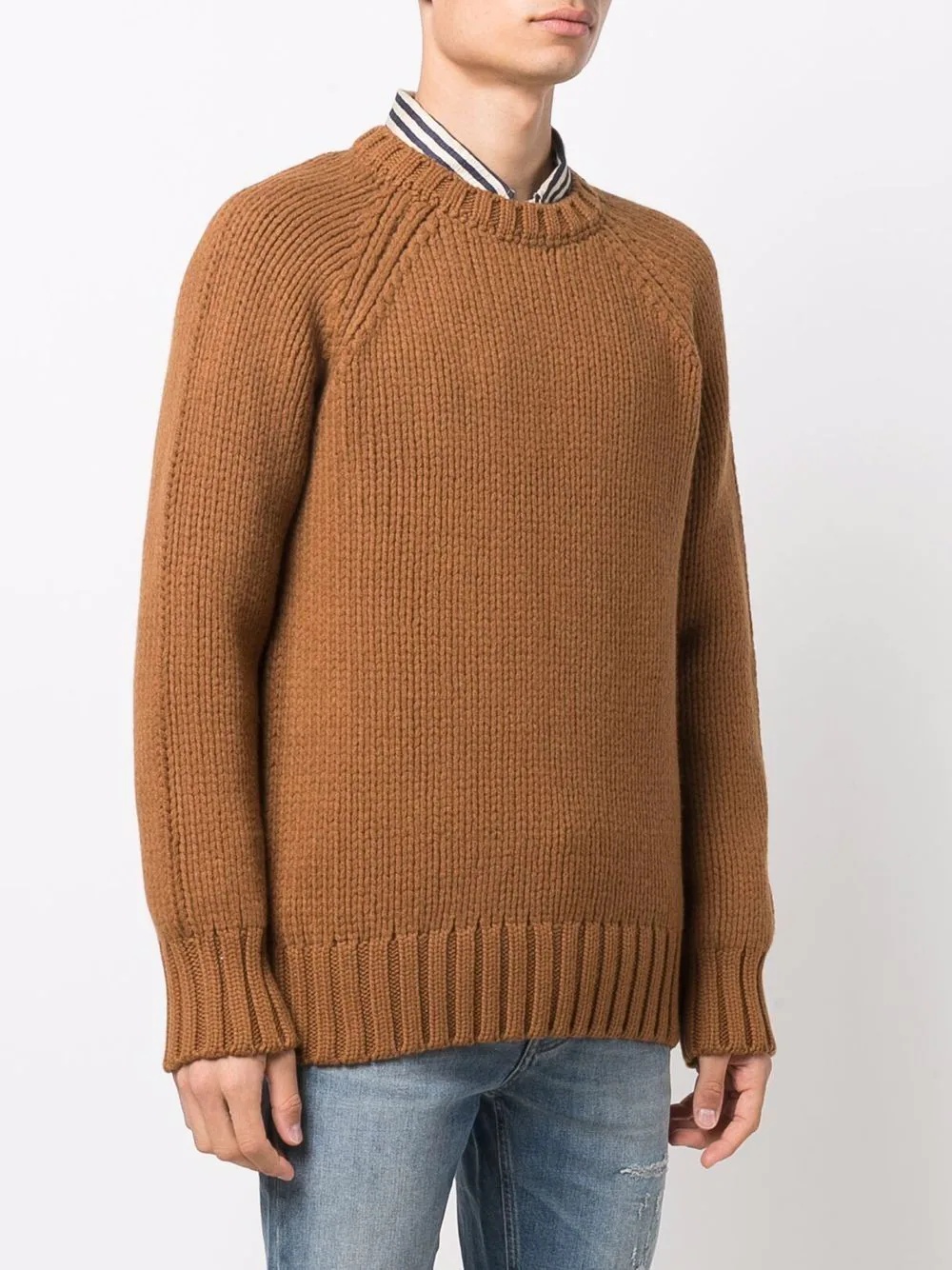 crewneck knitted wool jumper - 3