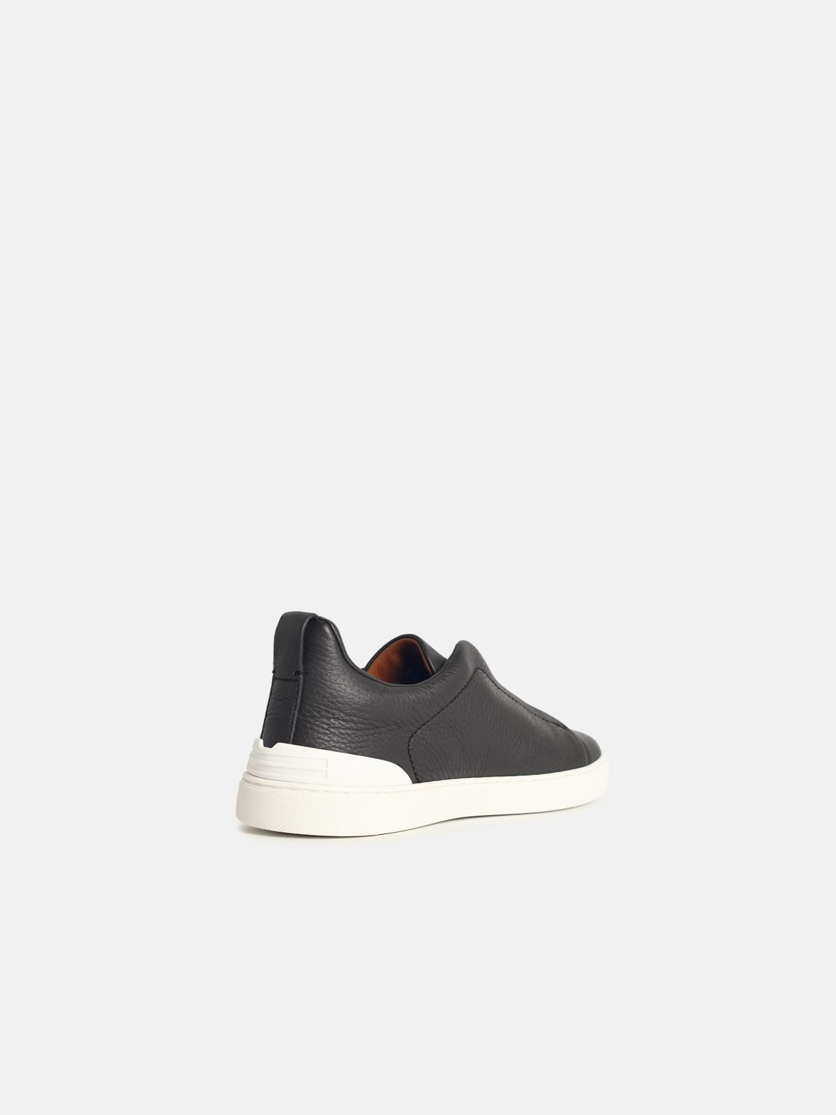 'TRIPLE STITCH' BROWN LEATHER SNEAKERS - 3