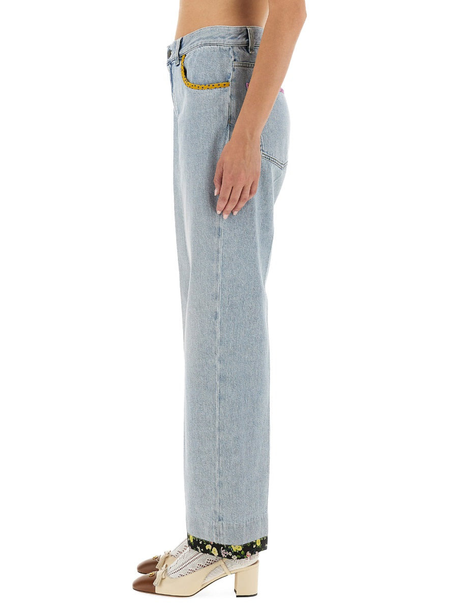 Embroidered Denim Pants - 4