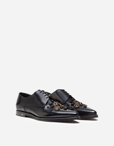 Dolce & Gabbana Derby in antik calfskin with embroidered studs and bezels outlook