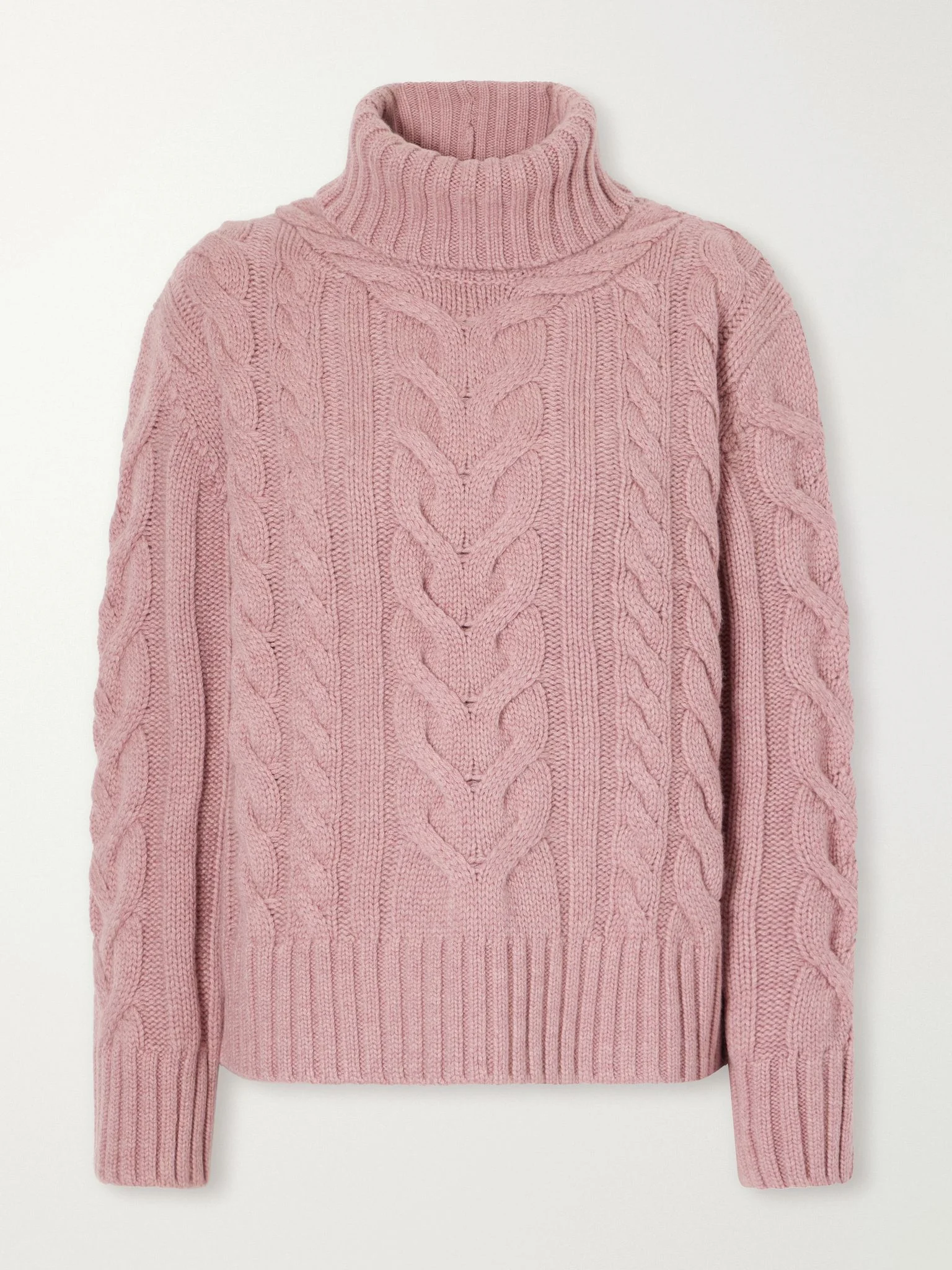 Traveling cable-knit cashmere turtleneck sweater Plum - 1