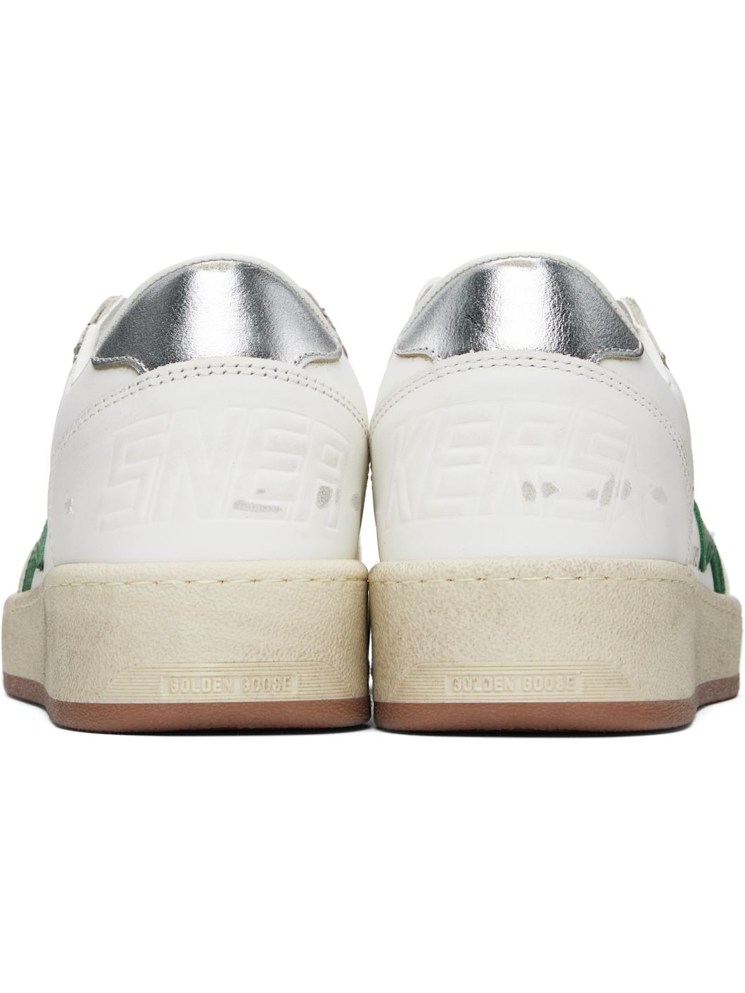 White & Green Ball Star Sneakers - 2