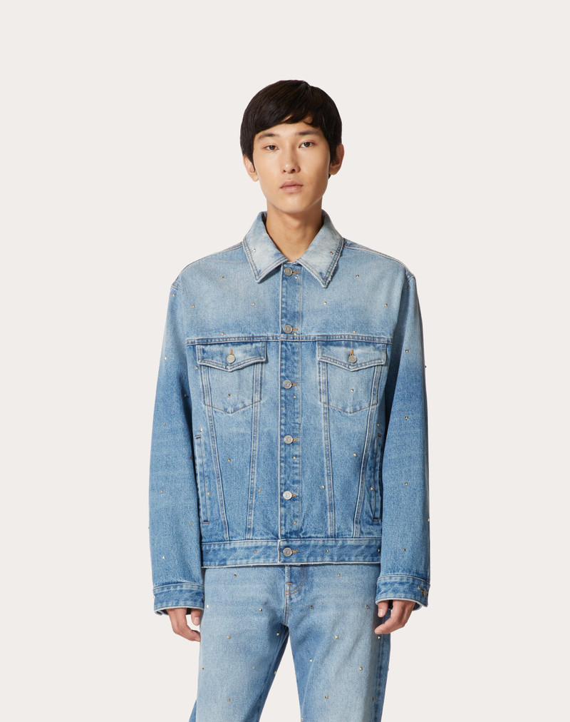 DENIM JACKET WITH ALL-OVER ROCKSTUD SPIKE STUDS 3
