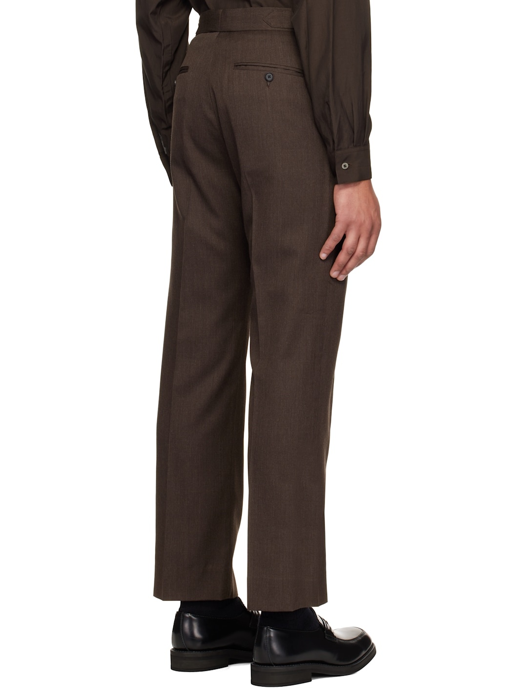 Brown Wool Gabardine Trousers - 3
