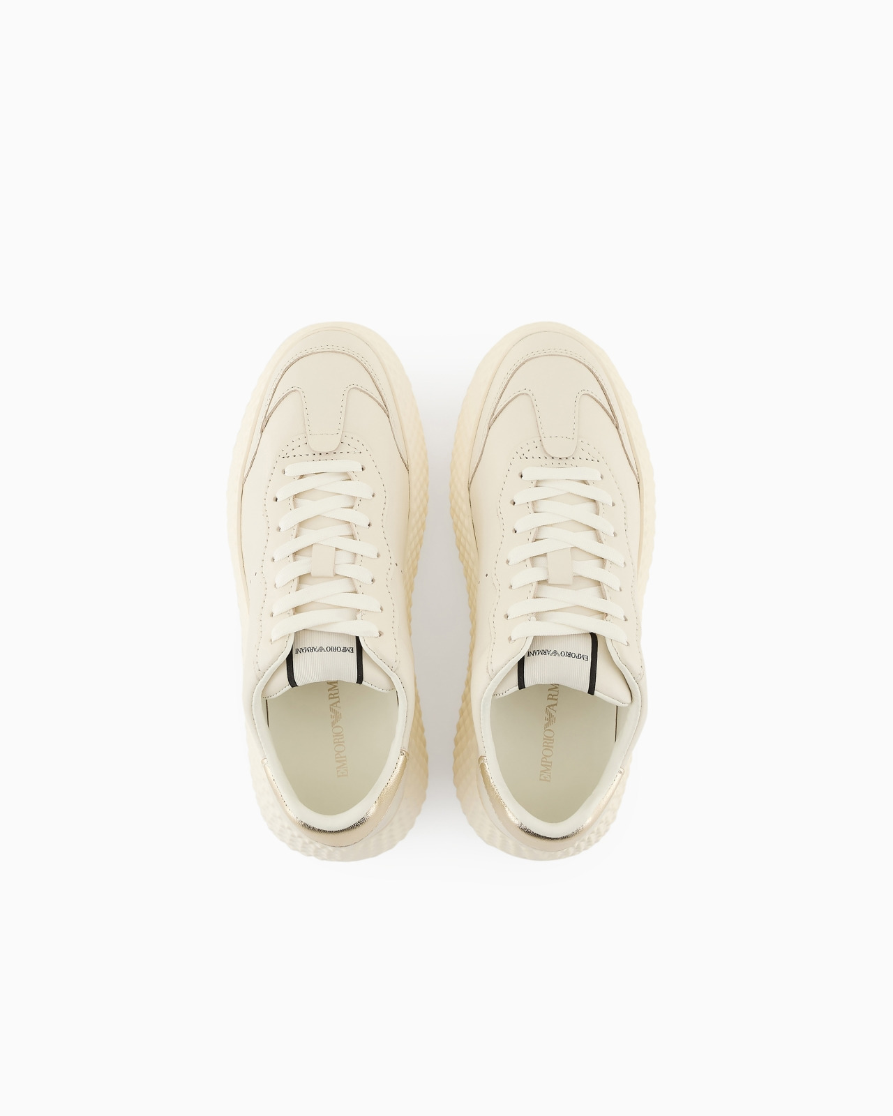 Chunky leather sneakers with gold back - 3