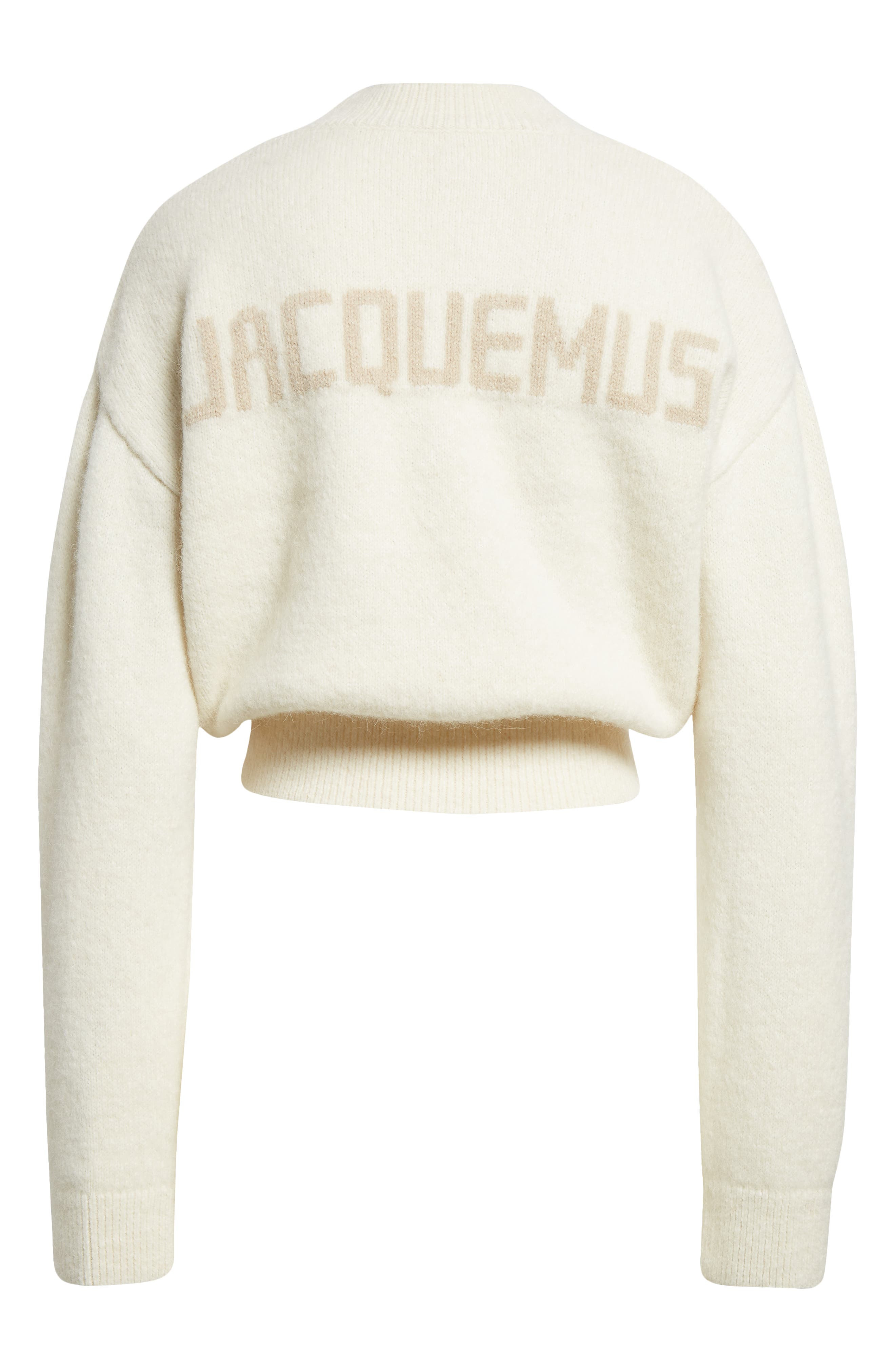 Jacquemus La Maille Logo Jacquard Alpaca & Merino Wool Blend Sweater in Light Beige at Nordstrom - 8