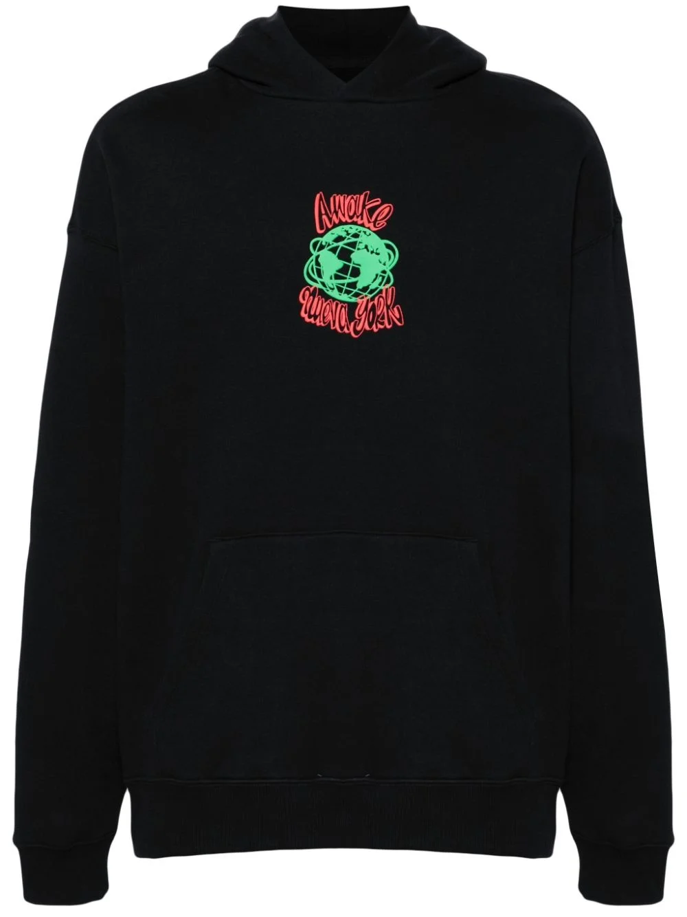 Globe raised-logo cotton hoodie - 1
