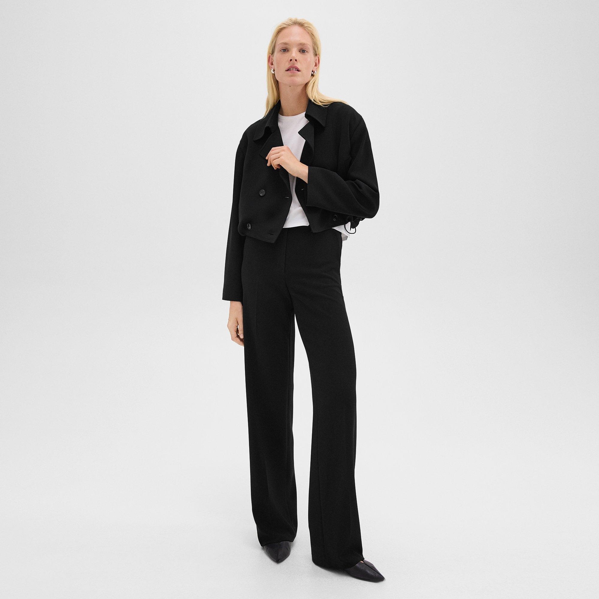 Double-Breasted Crop Trench in Admiral Crepe - 5