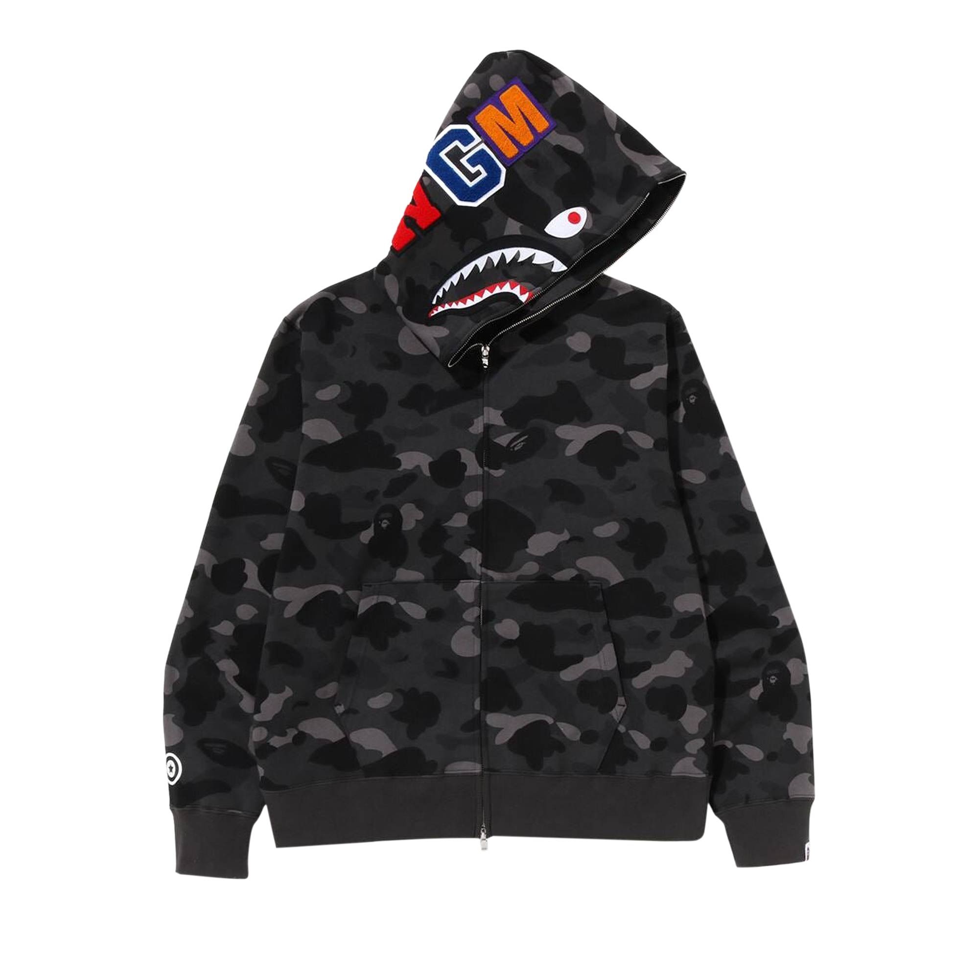 BAPE Color Camo Shark Full Zip Hoodie 'Black' - 1