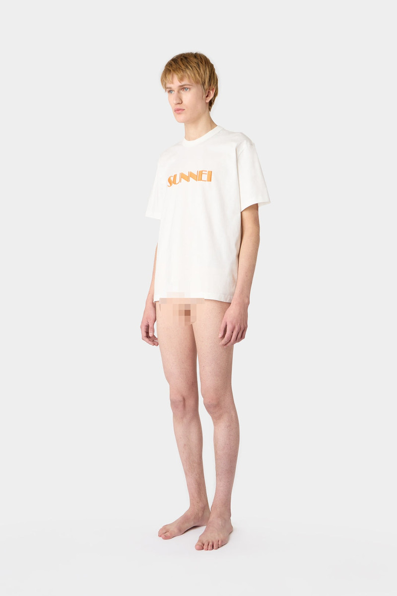 EMBROIDERED BIG LOGO T-SHIRT / off-white & peach 4