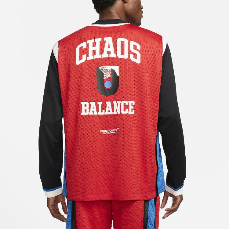 Nike Long-Shooting Top Contrasting Colors Printing Pattern Basketball Long Sleeves Asia Edition Red  - 5