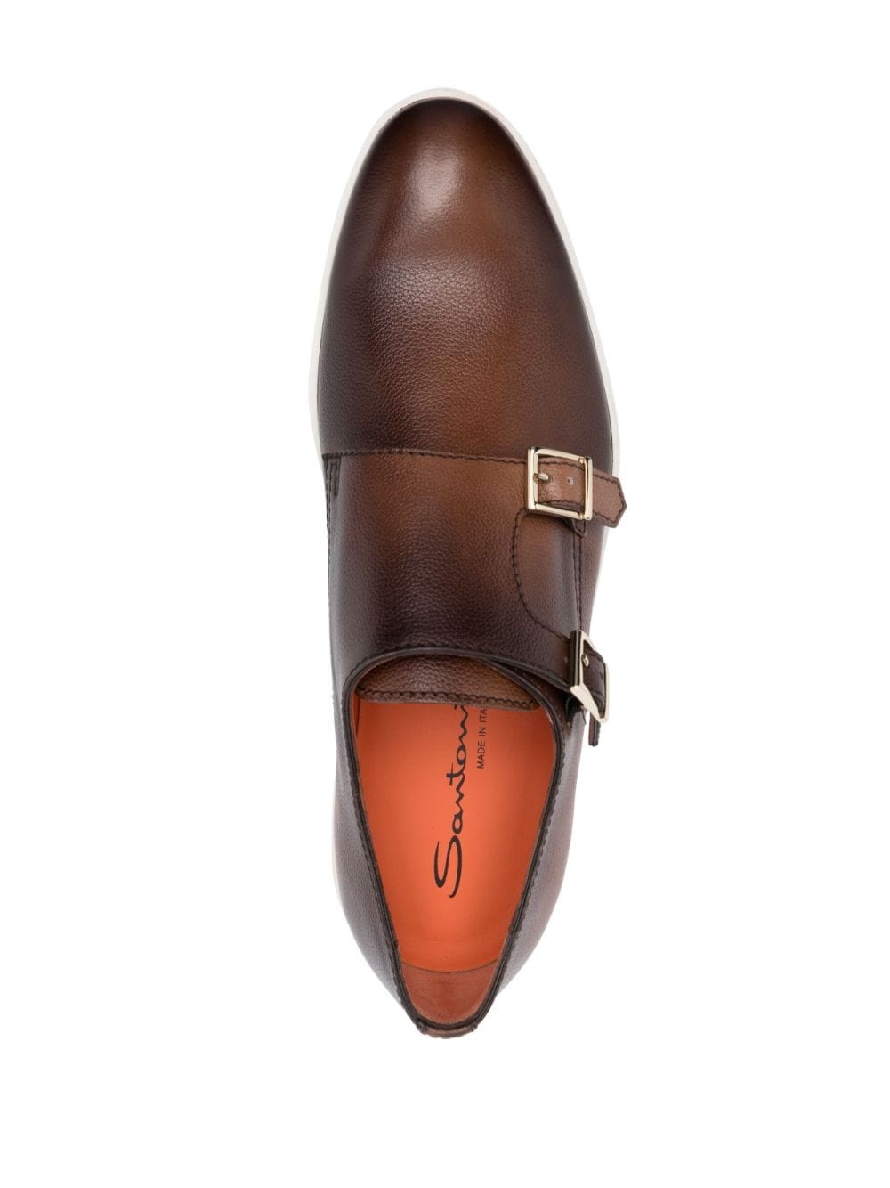 double-buckle leather monk shoes - 4