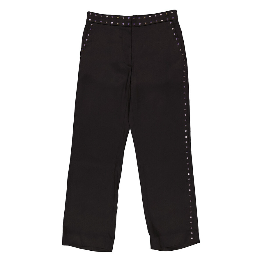 Burberry Black Silk Satin Studded Tailored Trousers - 4