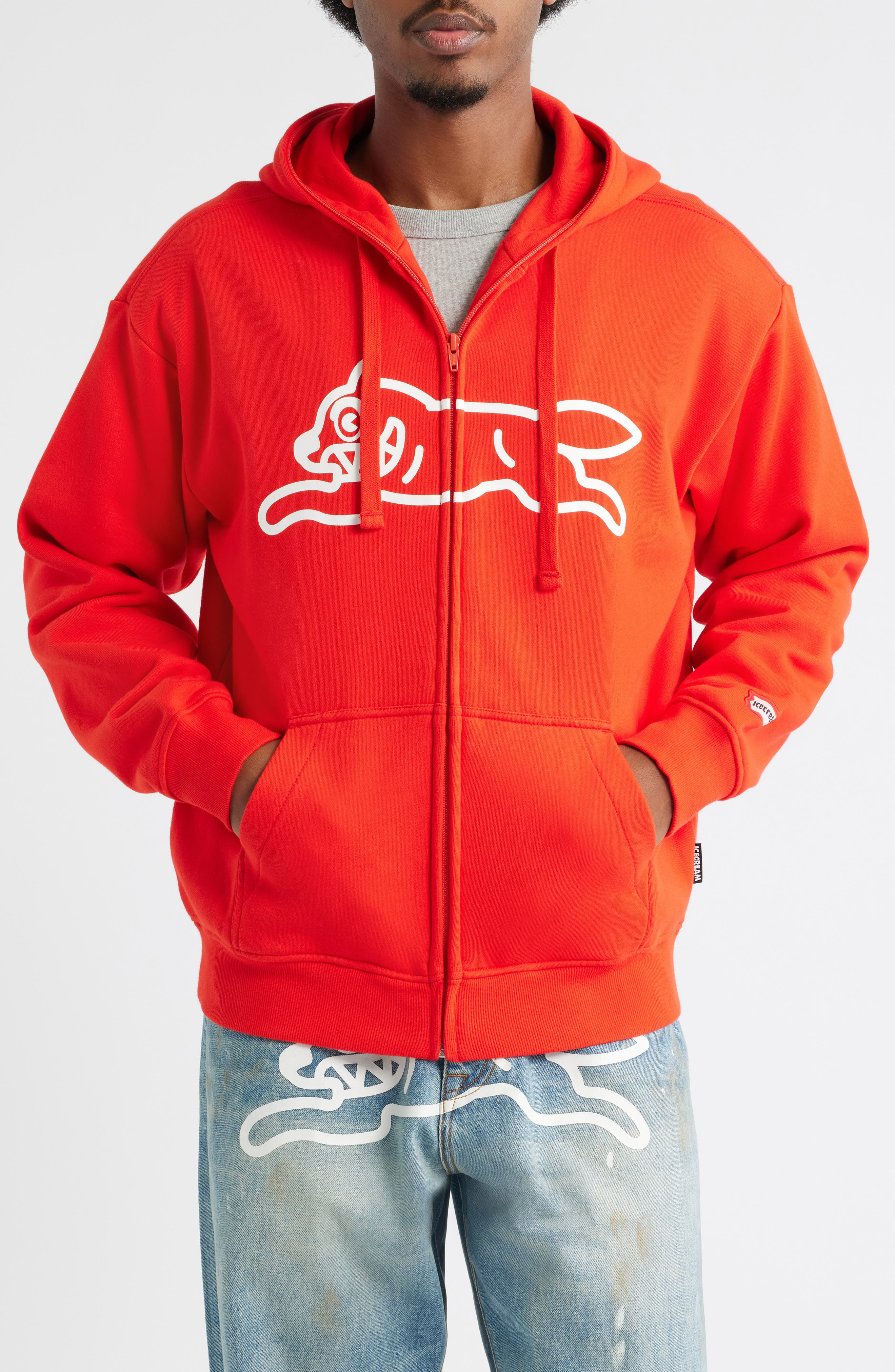 ICECREAM Scanner Graphic Zip Hoodie in Fiery Red at Nordstrom - 4