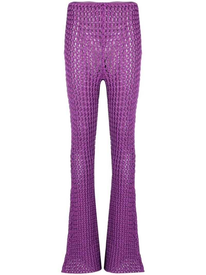 crochet-knit flared trousers 1