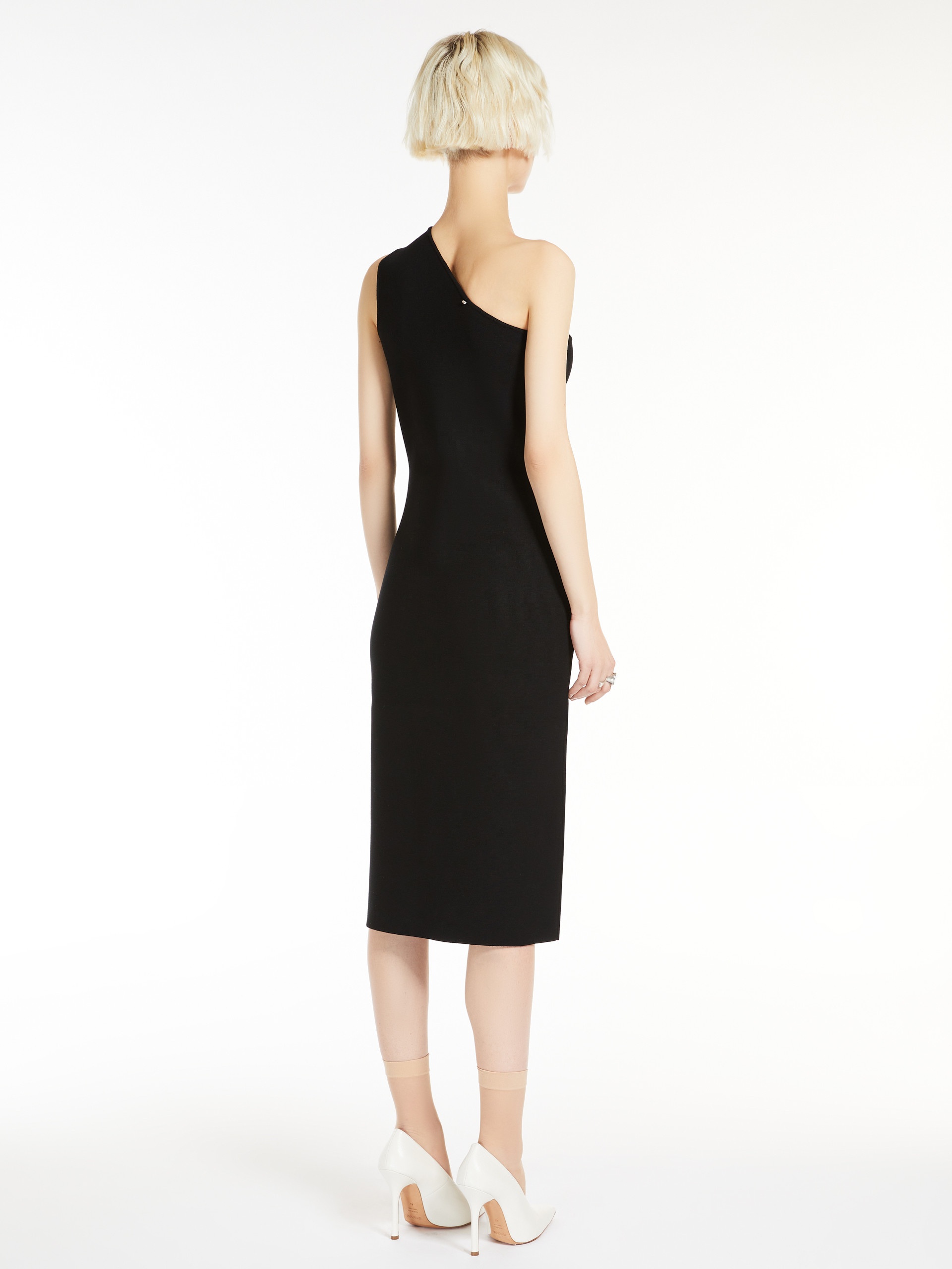 PALMA Knitted viscose one-shoulder dress - 4
