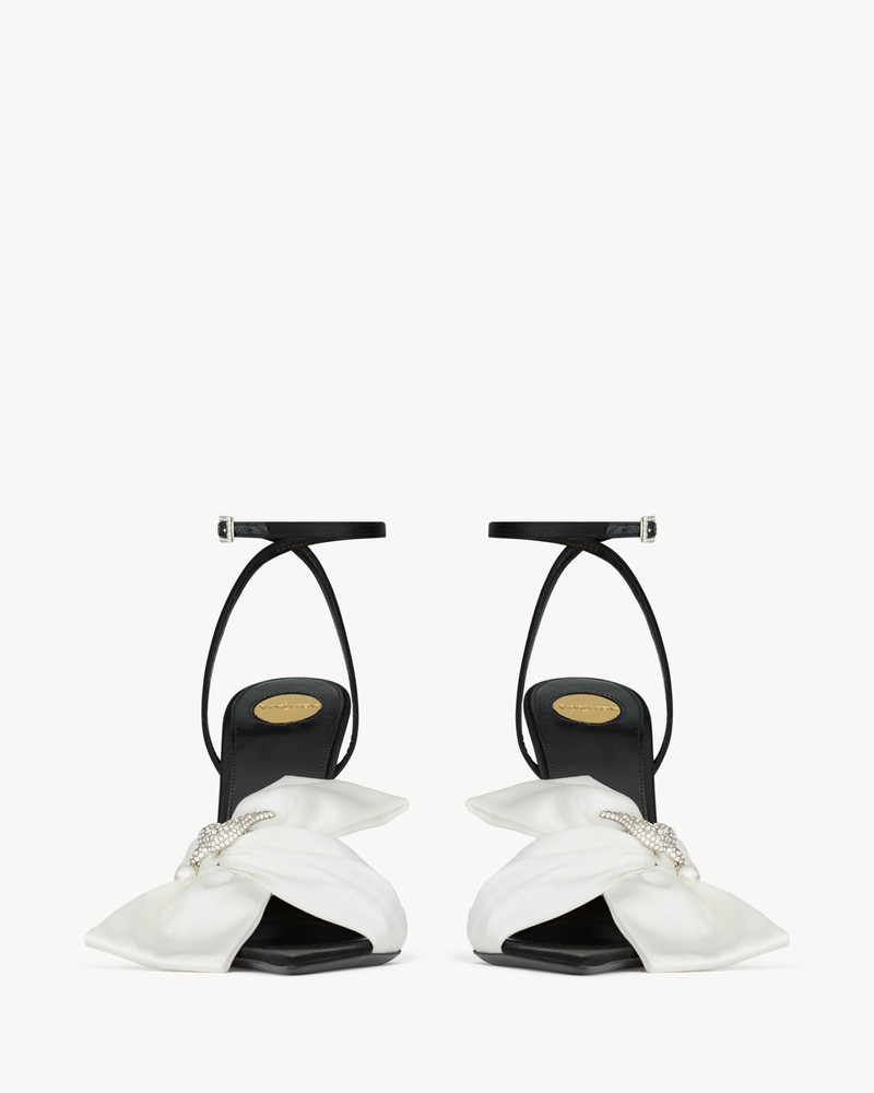 SAINT LAURENT DOVE SANDALS IN SATIN CREPE AND RHINESTONES outlook