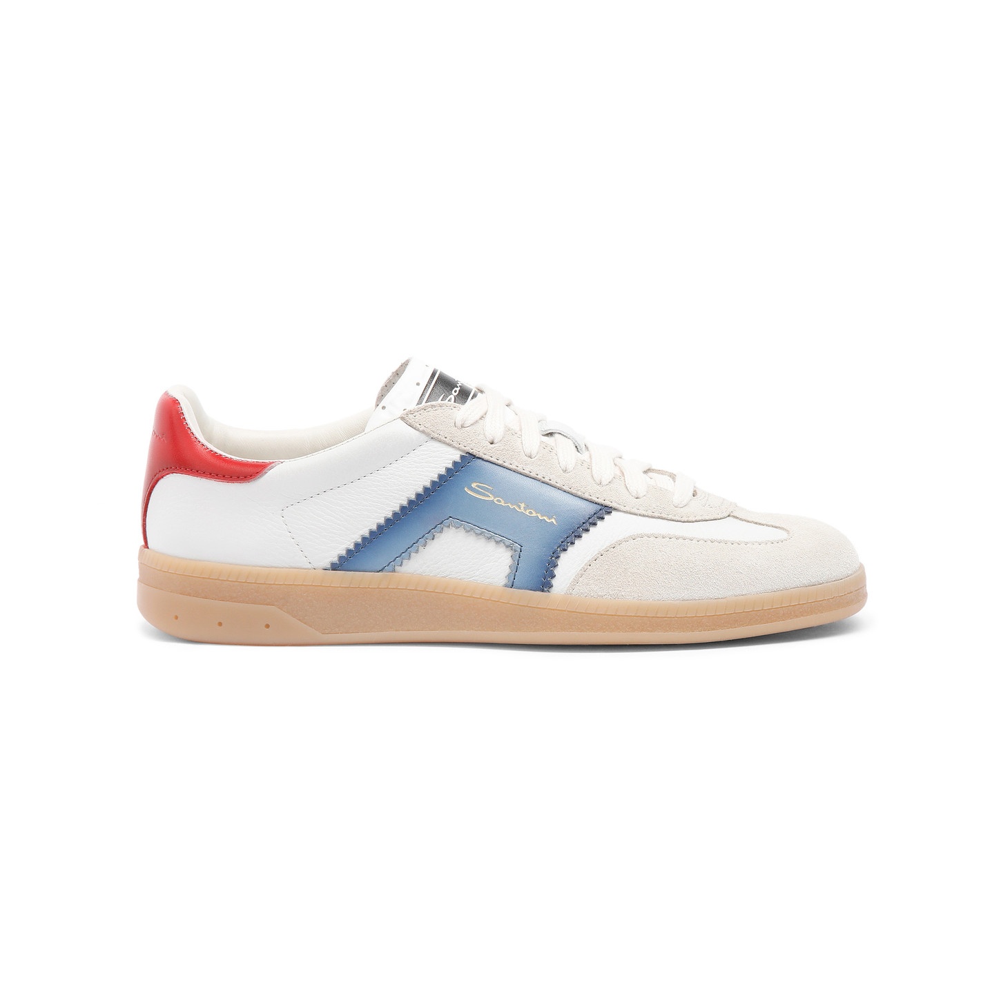 Women's white, blue and red leather and suede DBS Oly sneaker - 1