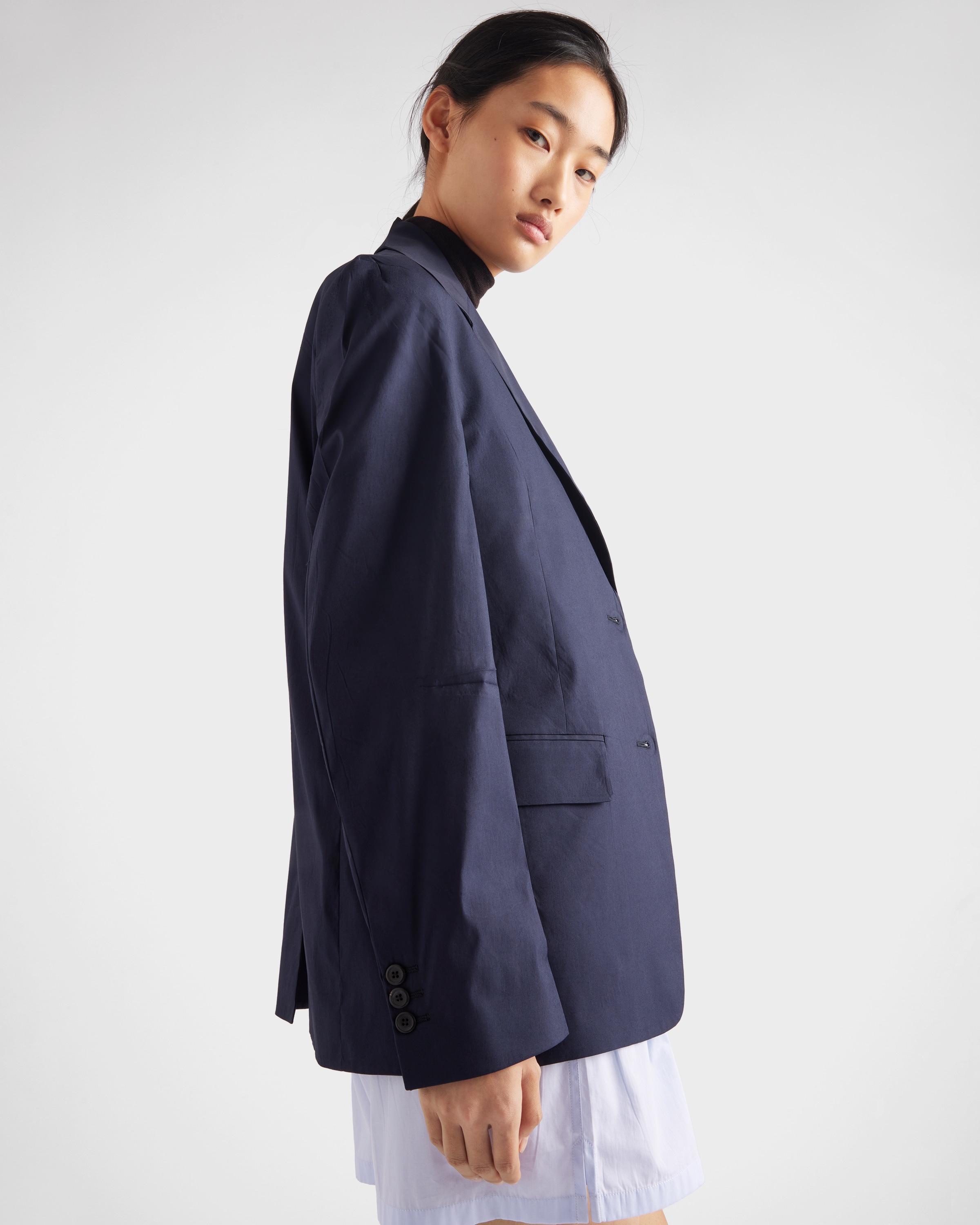 Single-breasted stretch poplin jacket - 4