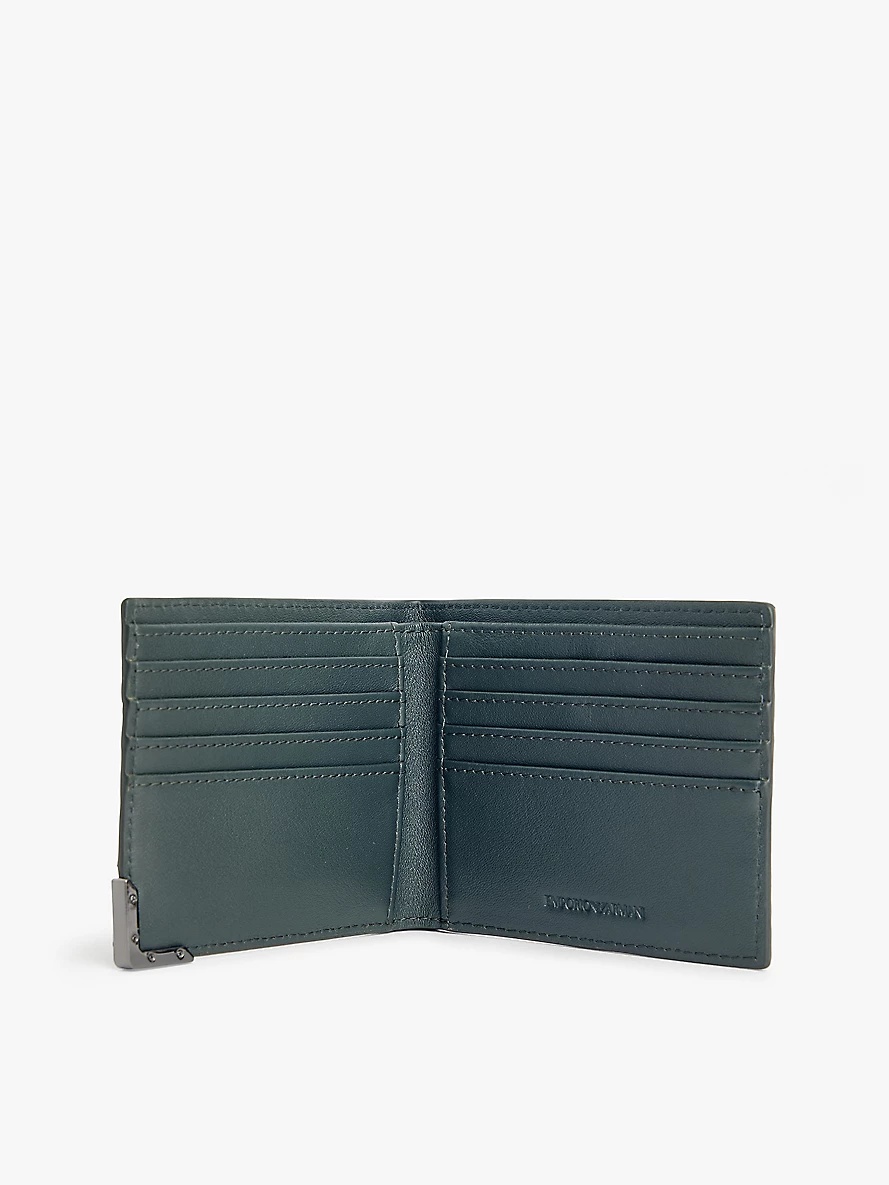 Embossed-pattern brand-plaque leather wallet - 4