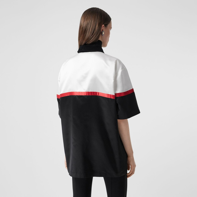 Colour Block Silk Satin Oversized Bowling Shirt 4