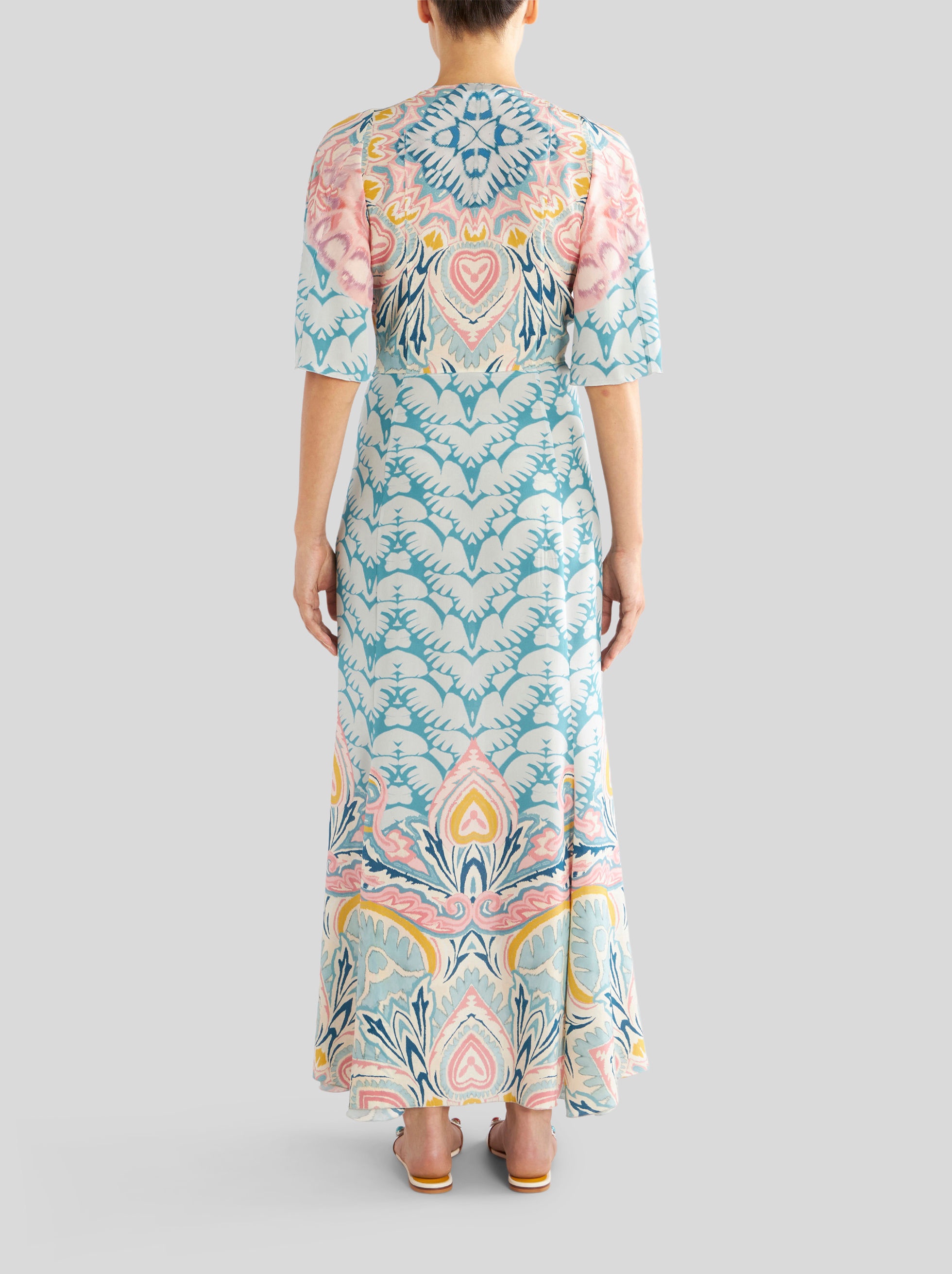 SILK DRESS WITH FLORAL LUCKY CLOVER DESIGN - 5