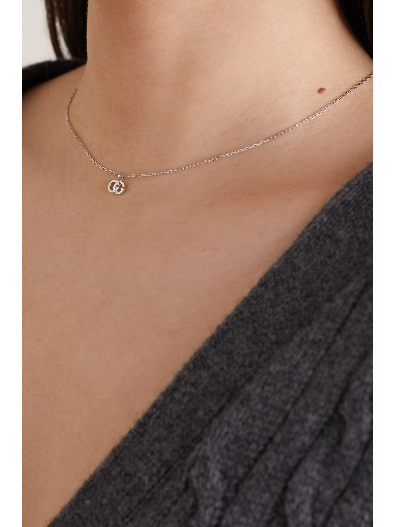 GG Running 18-karat white gold diamond necklace Silver - 2