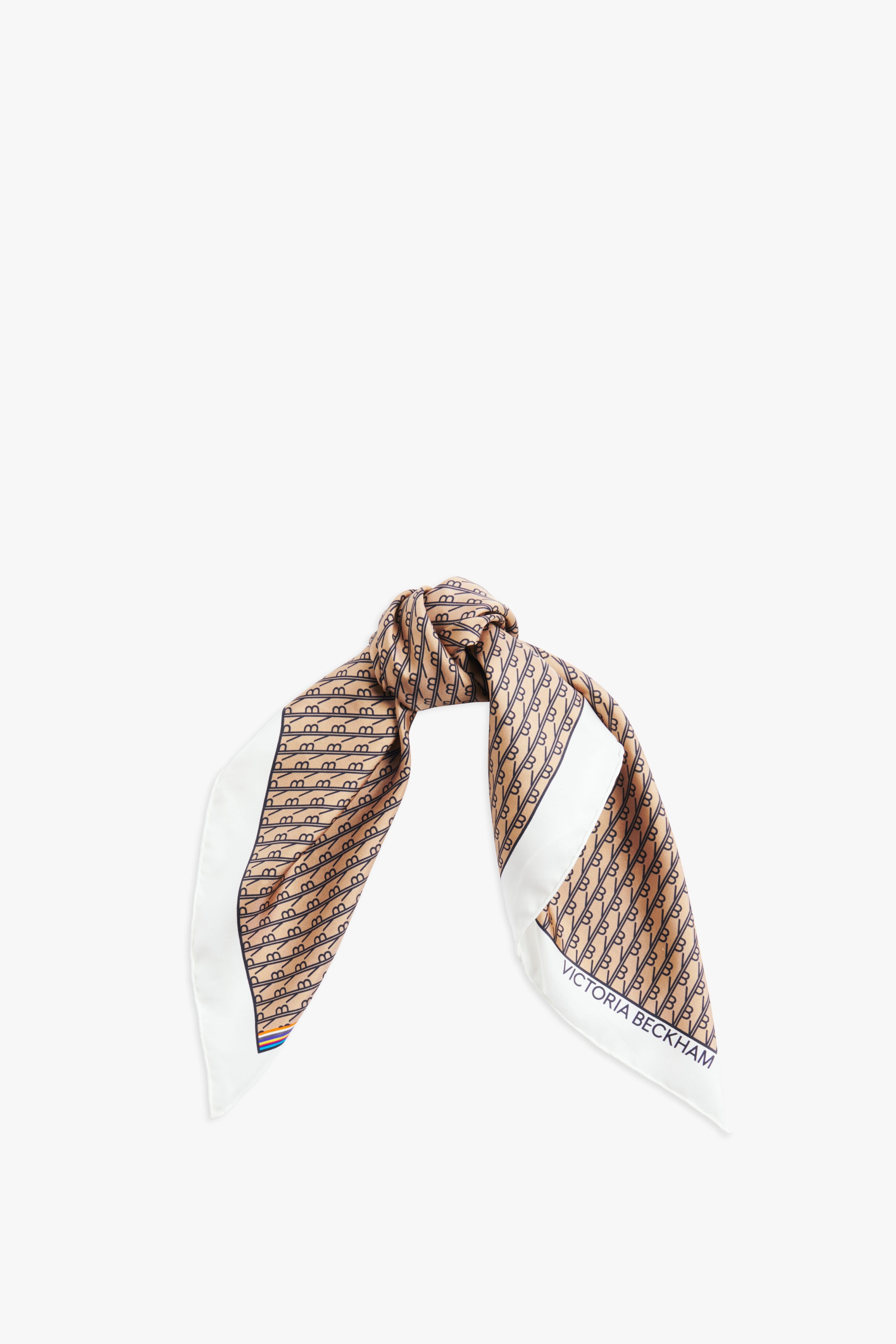 Silk Foulard in Camel Monogram - 3